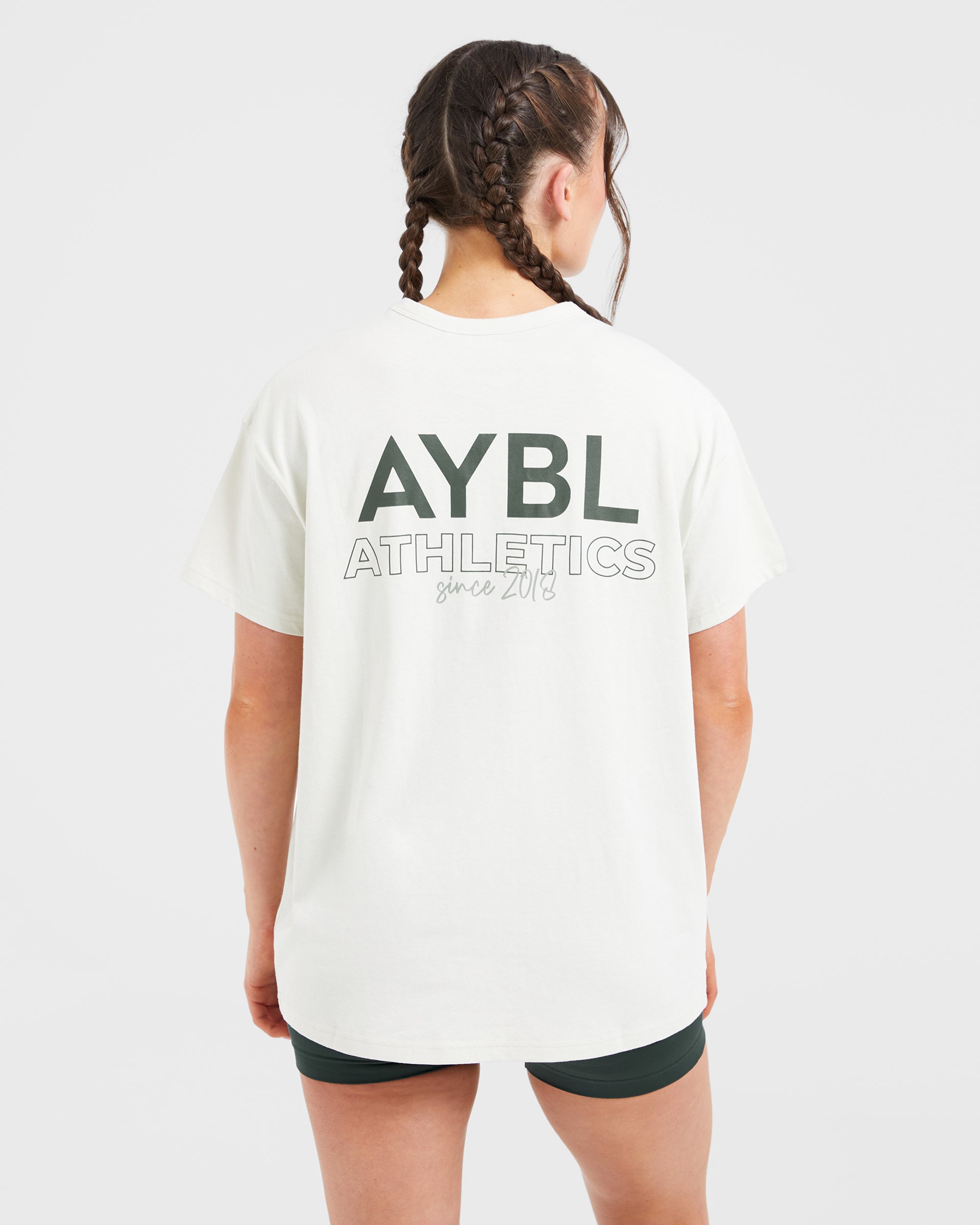 AYBL Athletics Oversized T Shirt - Off Weiß/Grün