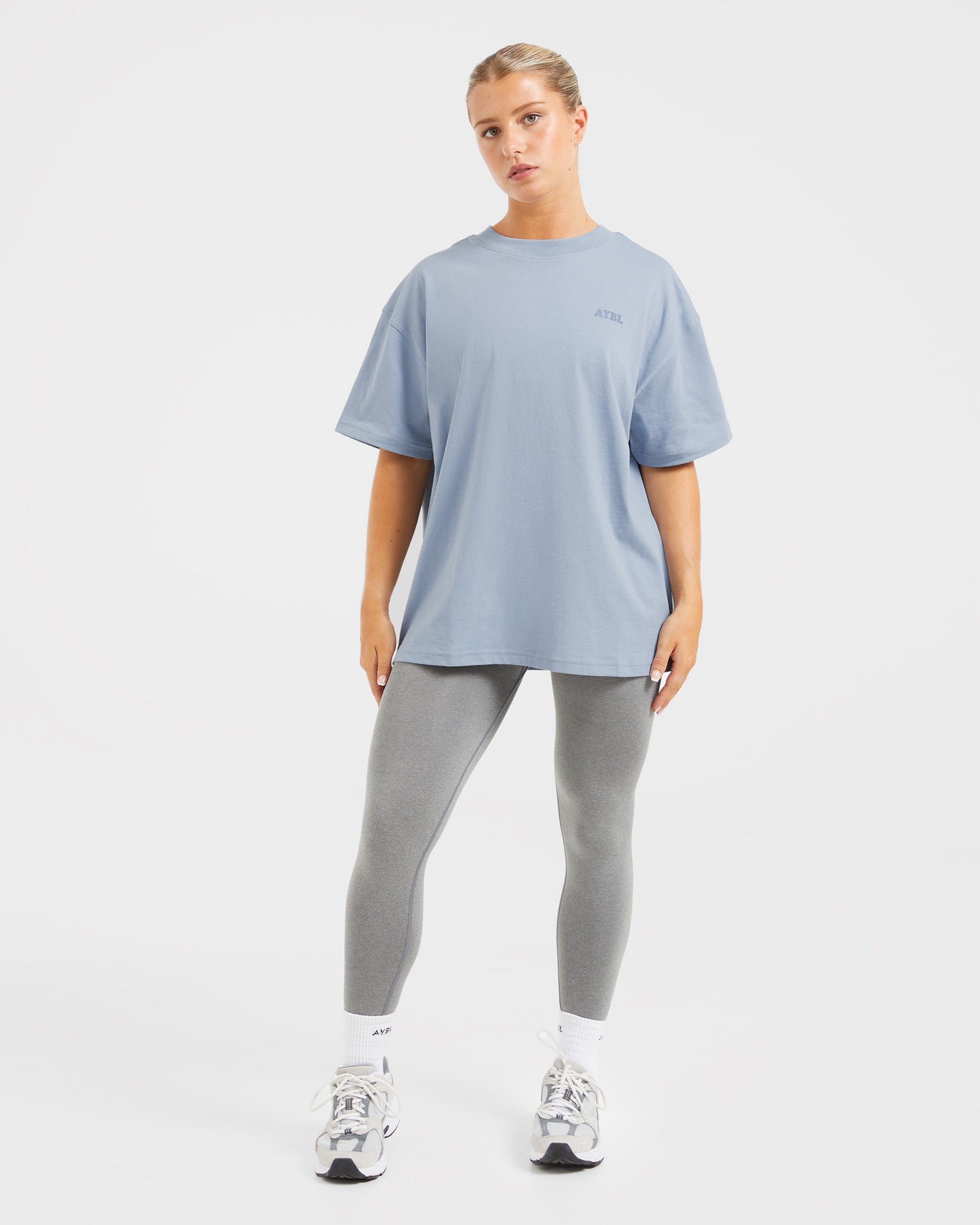 Sports Club Wavy Oversized T Shirt - Dusty Blau