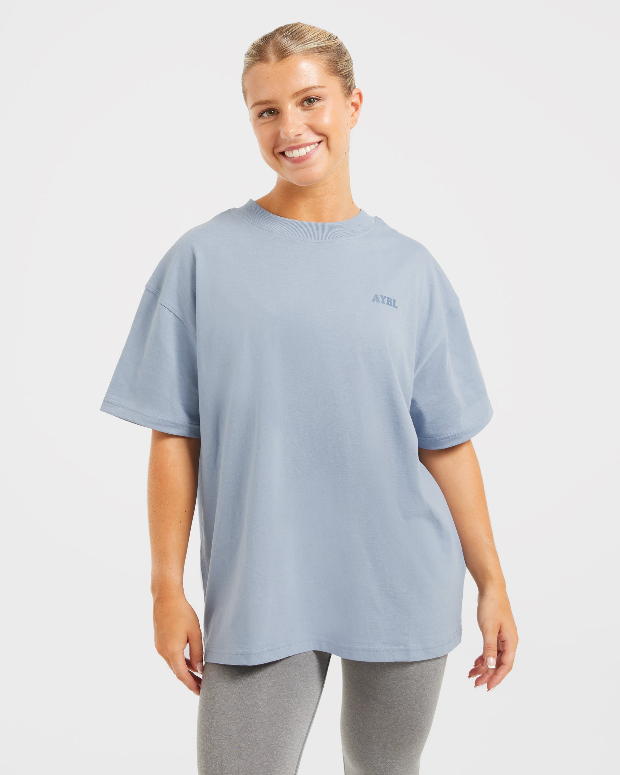 Sports Club Wavy Oversized T Shirt - Dusty Blau