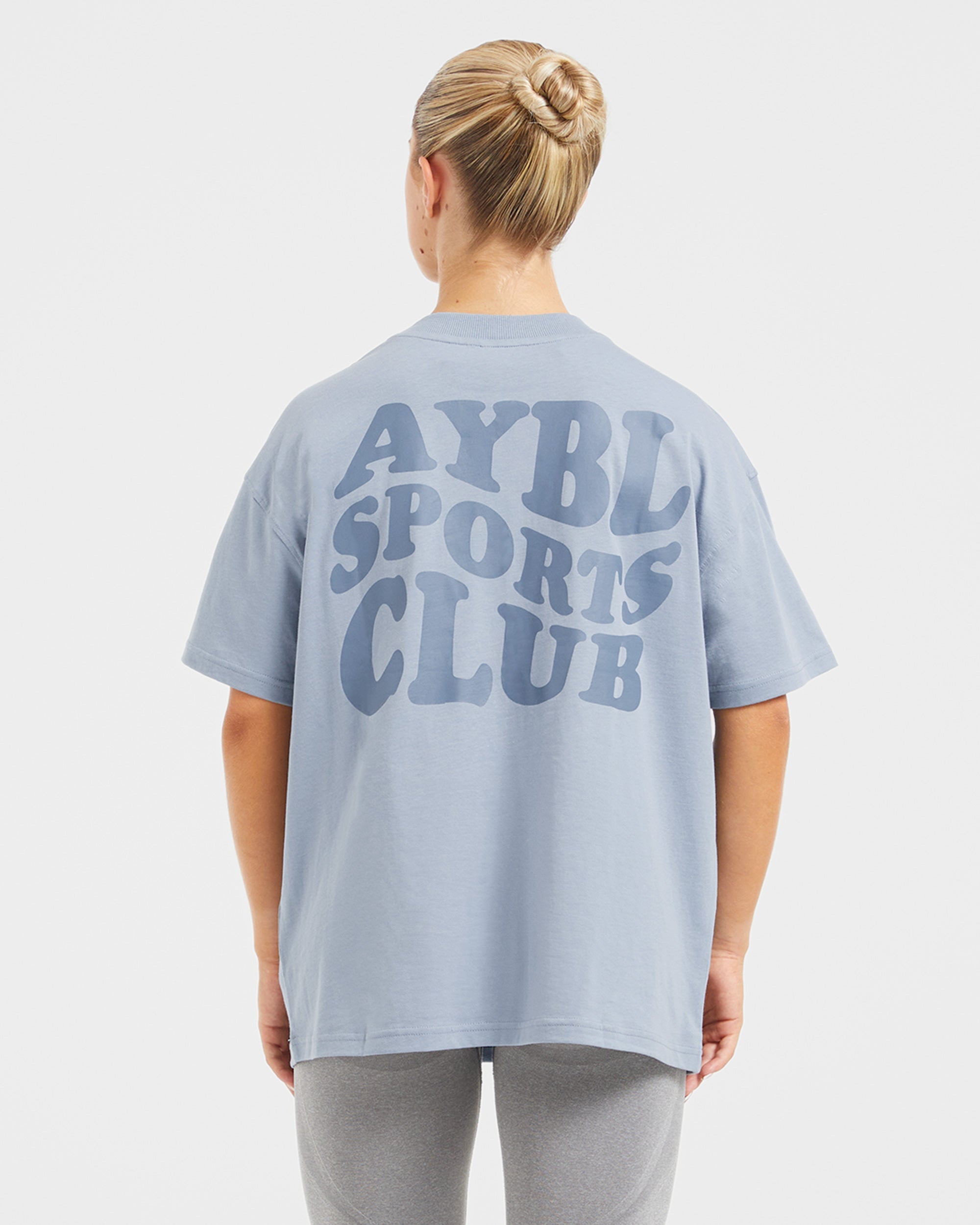 Sports Club Wavy Oversized T Shirt - Dusty Blau