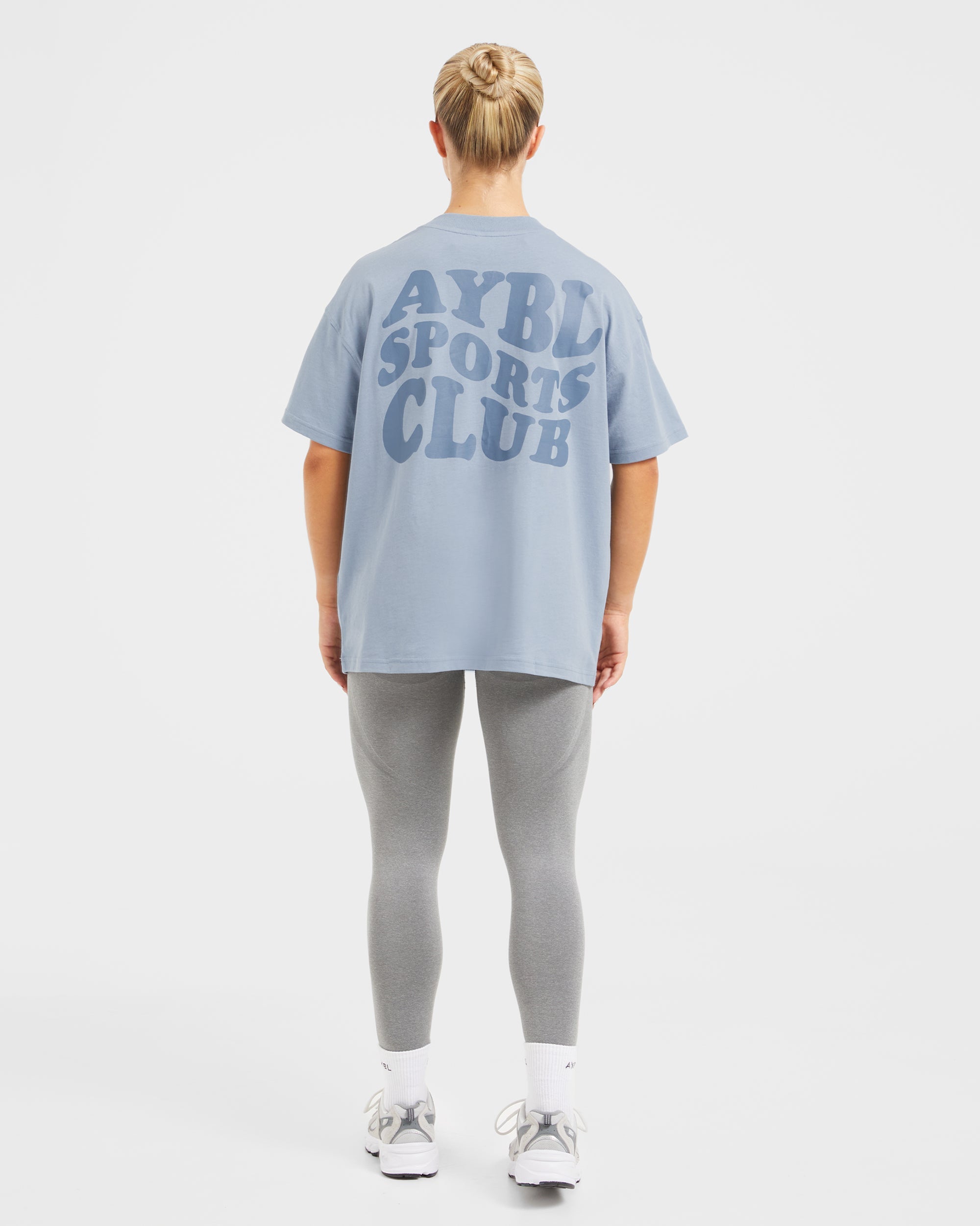 Sports Club Wavy Oversized T Shirt - Dusty Blau