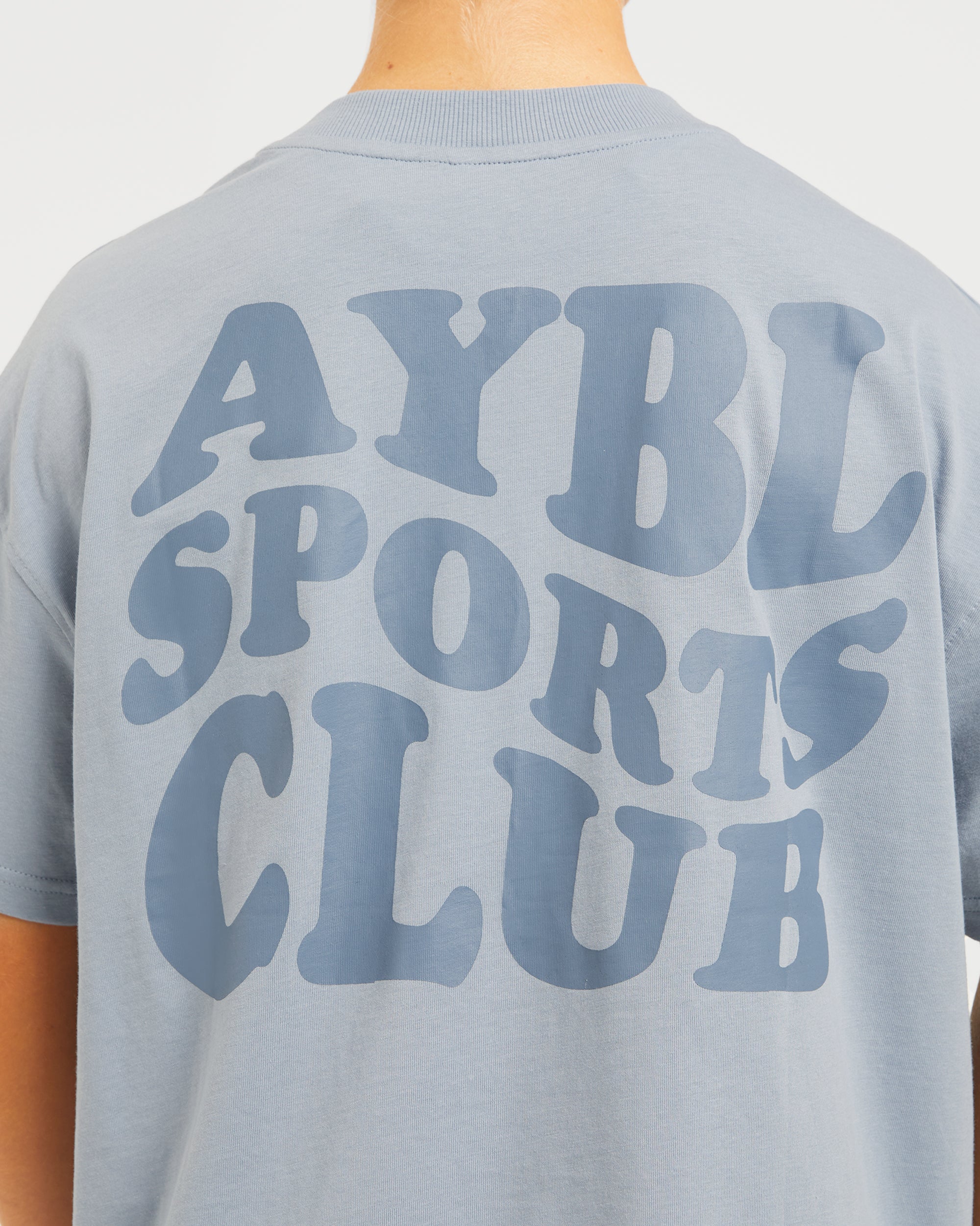 Sports Club Wavy Oversized T Shirt - Dusty Blau