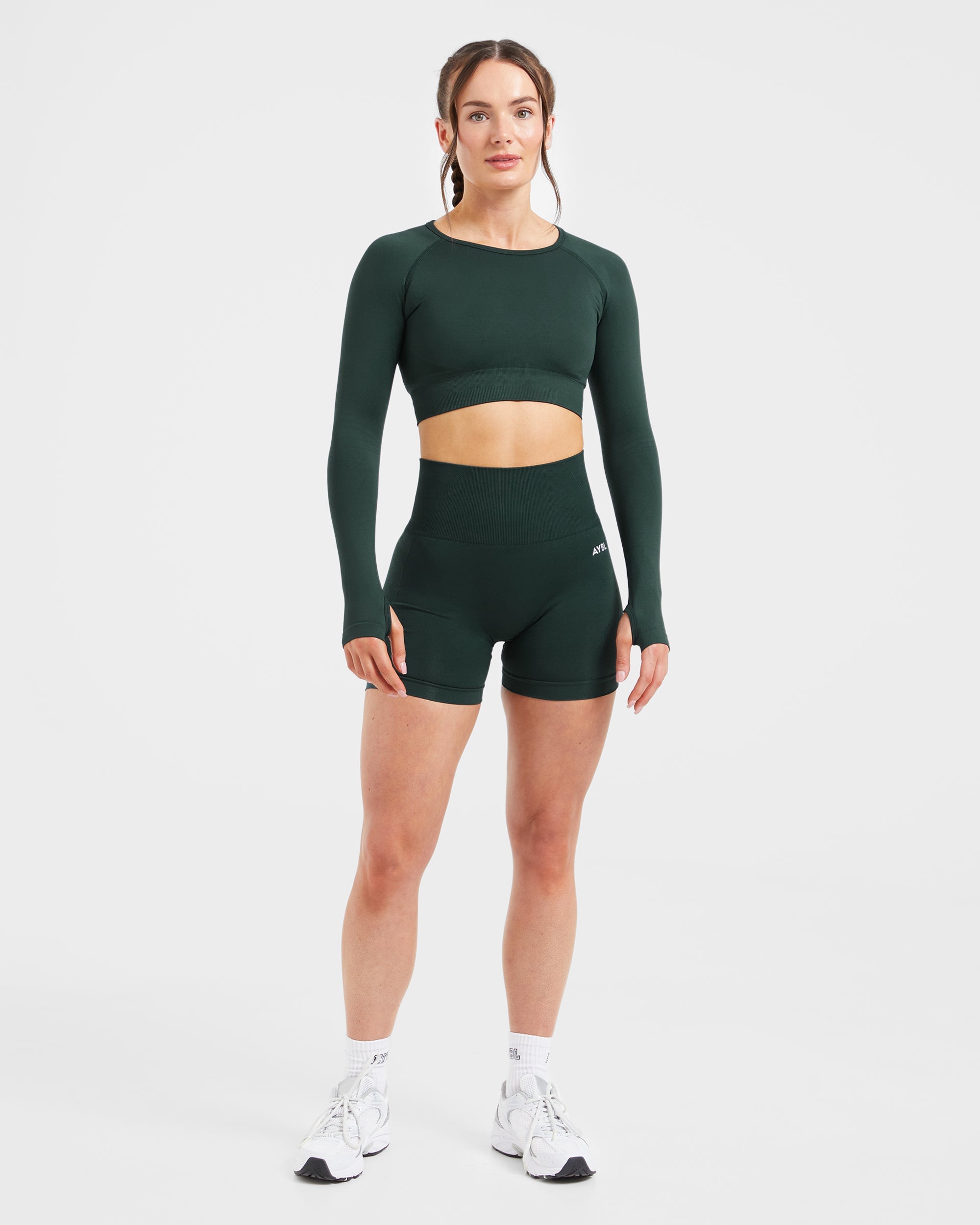 Empower Seamless Long Sleeve Crop Top - Dark Grün