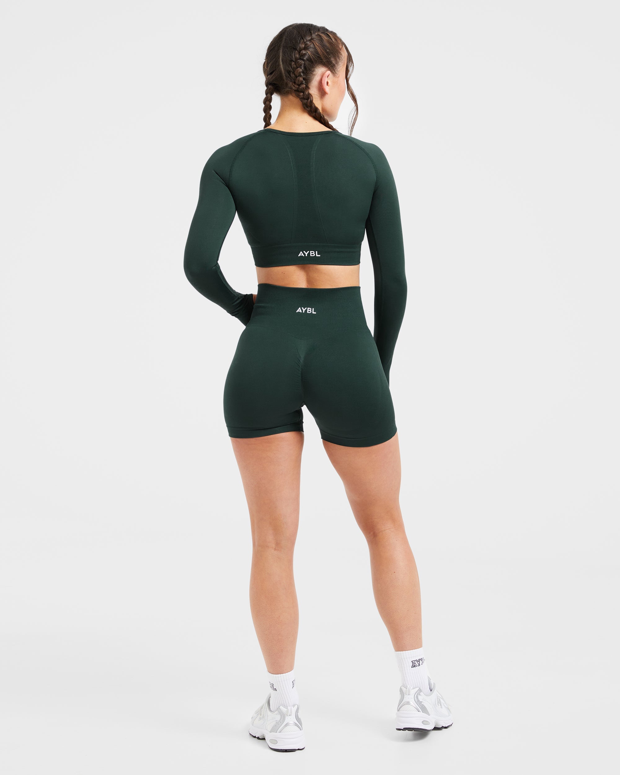 Empower Seamless Long Sleeve Crop Top - Dark Grün