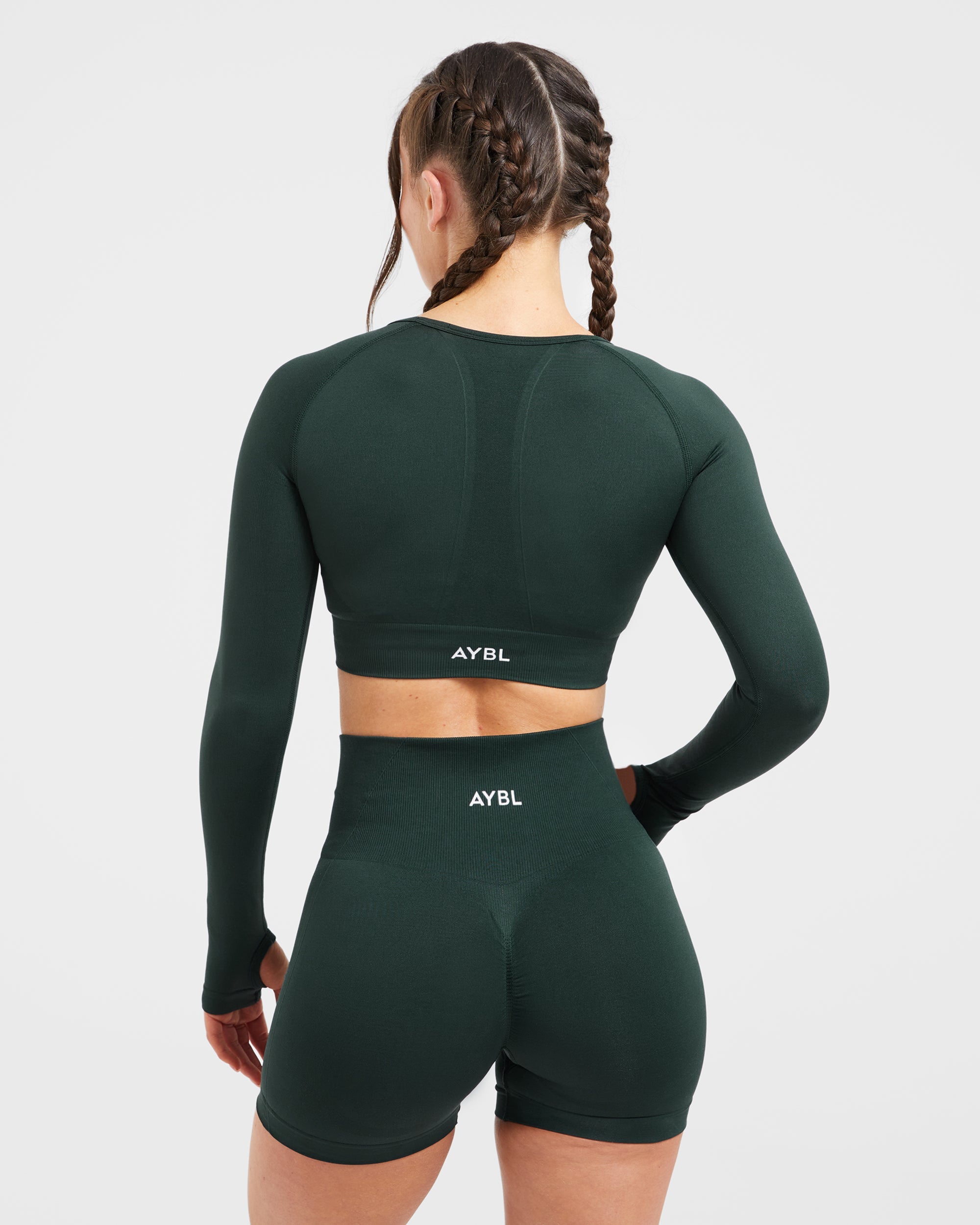 Empower Seamless Long Sleeve Crop Top - Dark Grün