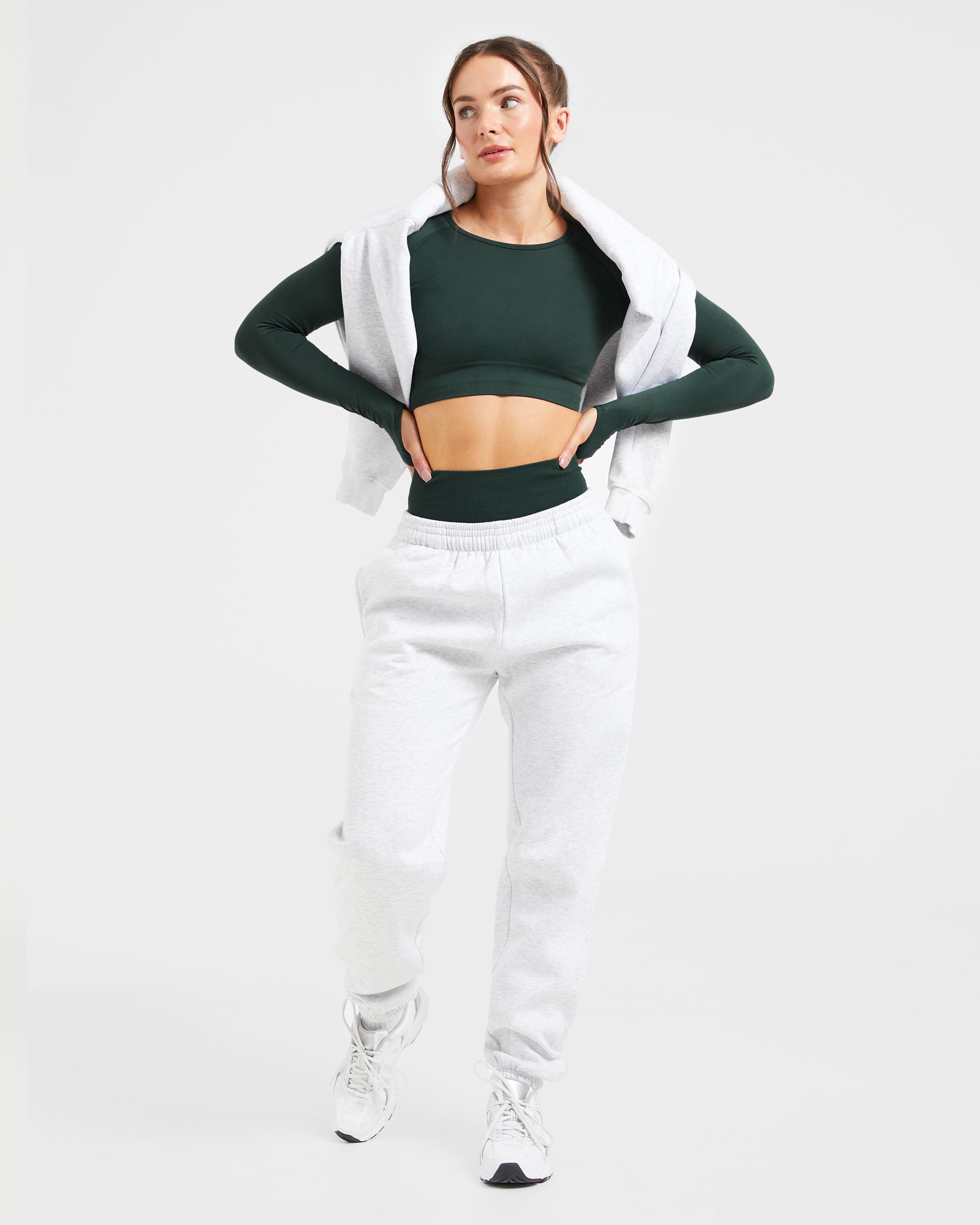 Empower Seamless Long Sleeve Crop Top - Dark Grün