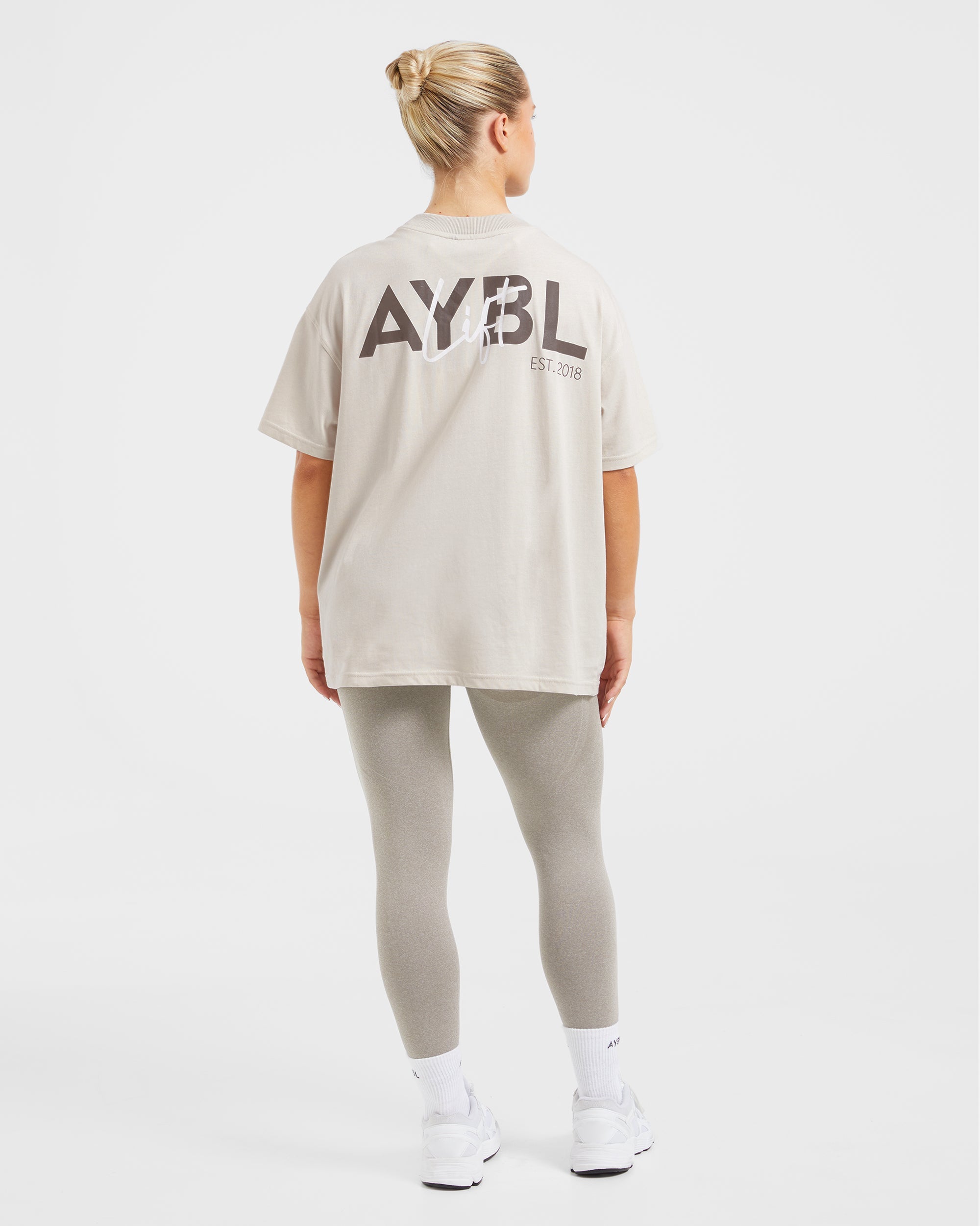 Lift Graphic Oversized T Shirt - Beige