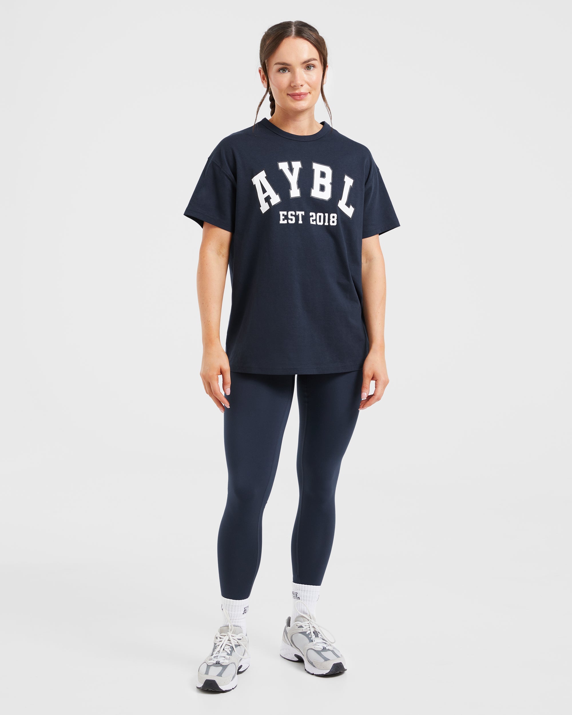 Varsity Oversized T Shirt - Navy