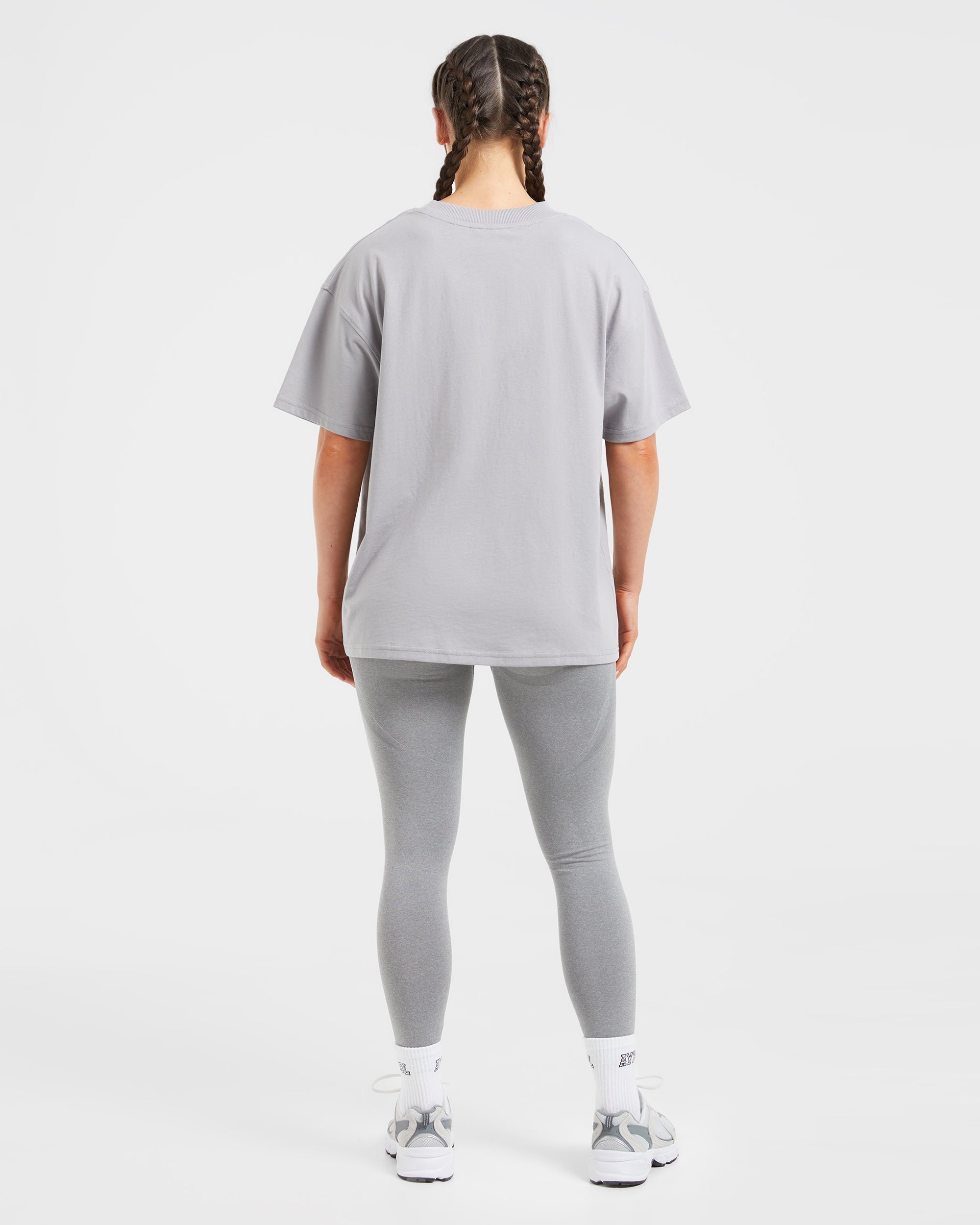 Lifting My Best Life Oversized T Shirt - Grau