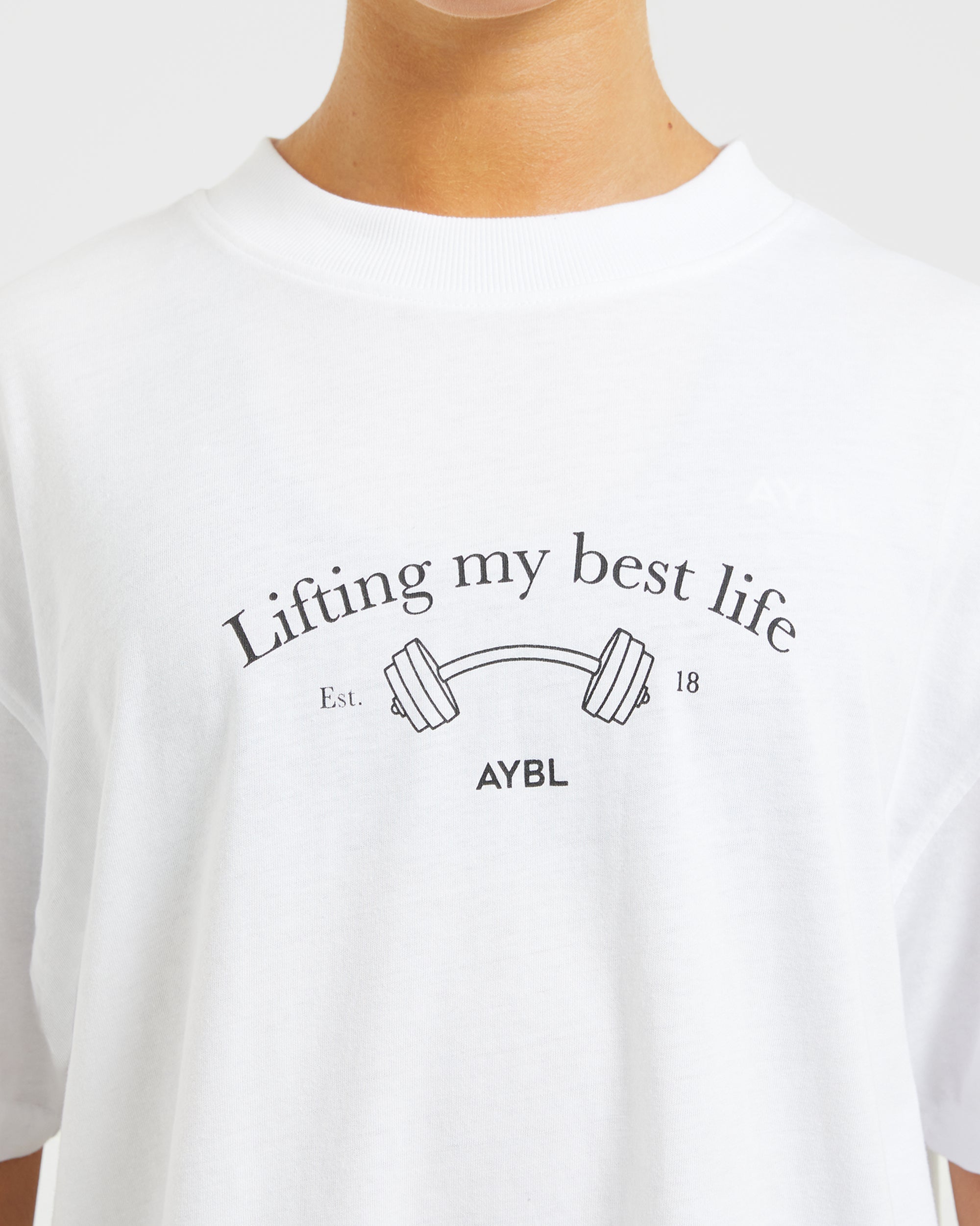 Lifting My Best Life Oversized T Shirt - Weiß