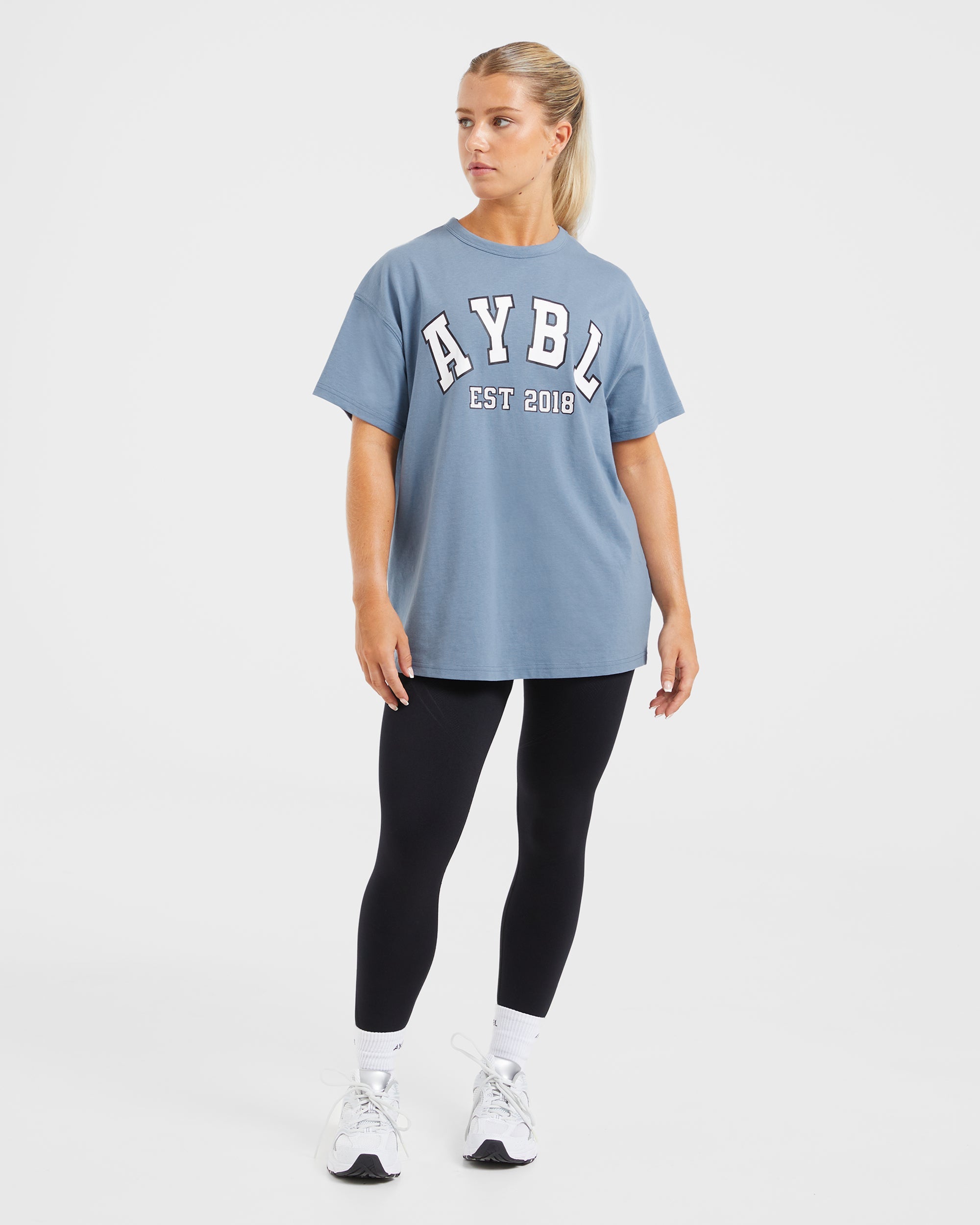 Varsity Oversized T Shirt - Blau