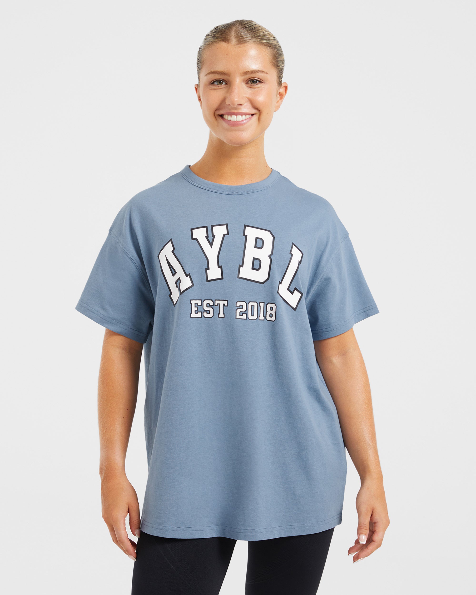 Varsity Oversized T Shirt - Blau