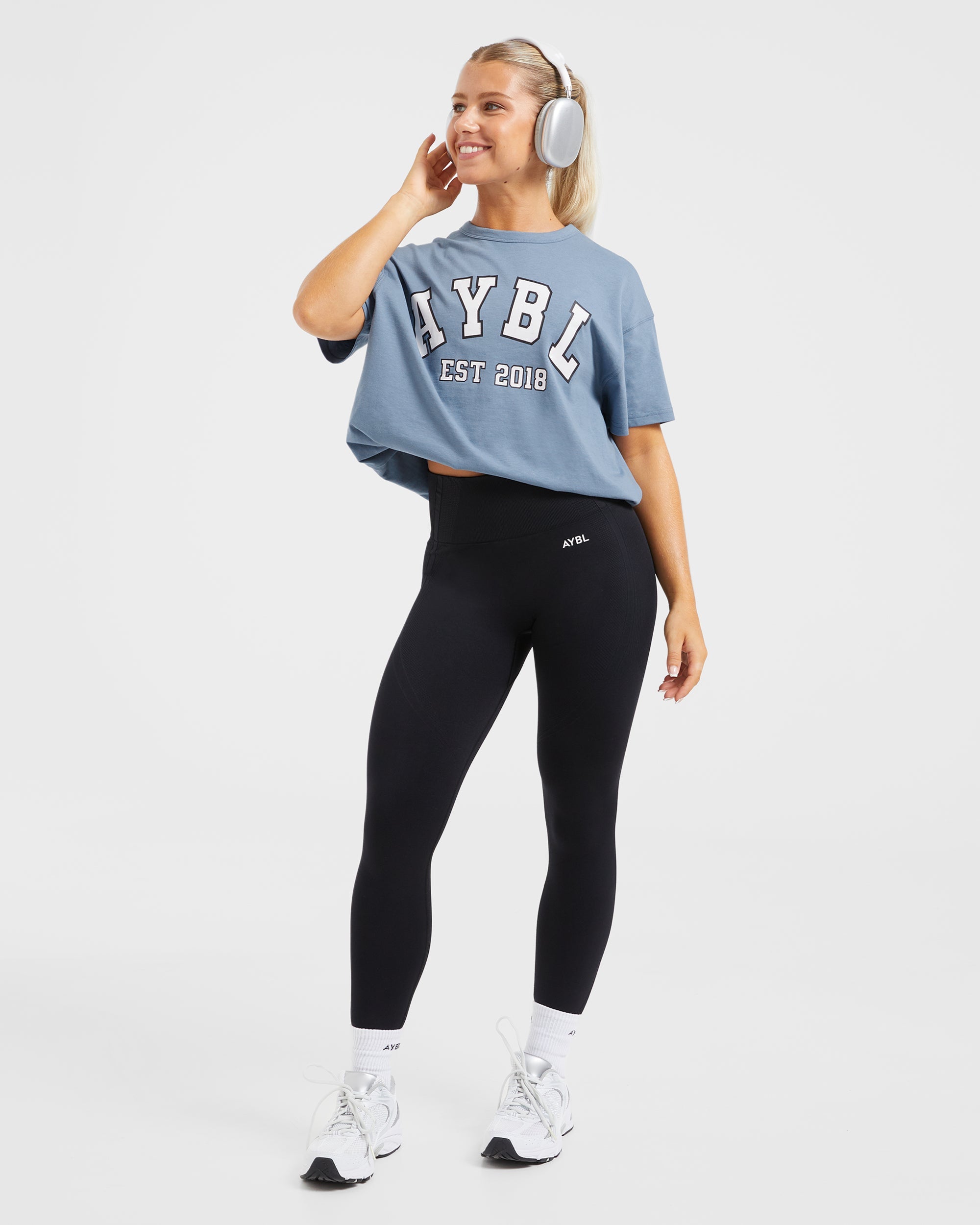 Varsity Oversized T Shirt - Blau