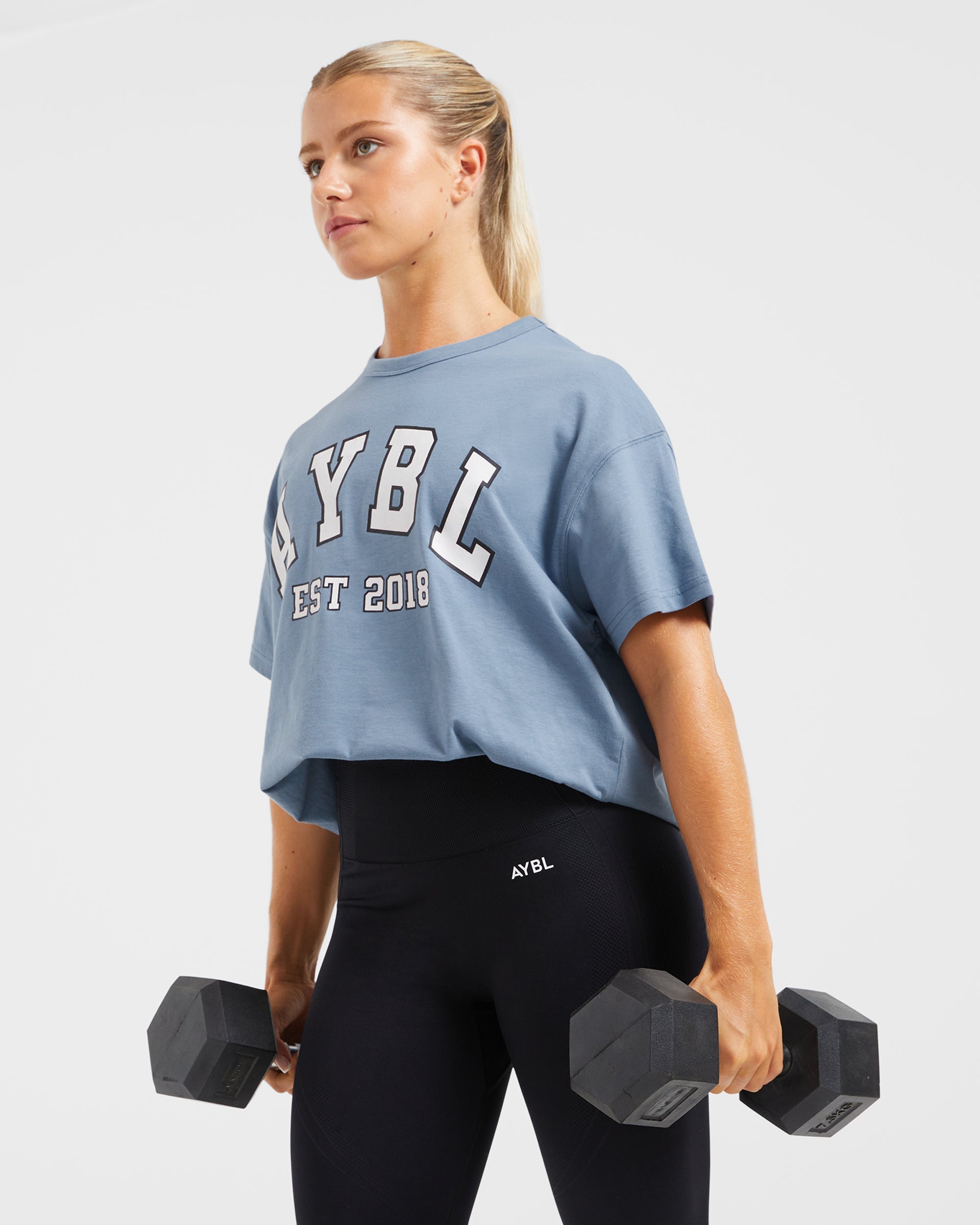 Varsity Oversized T Shirt - Blau