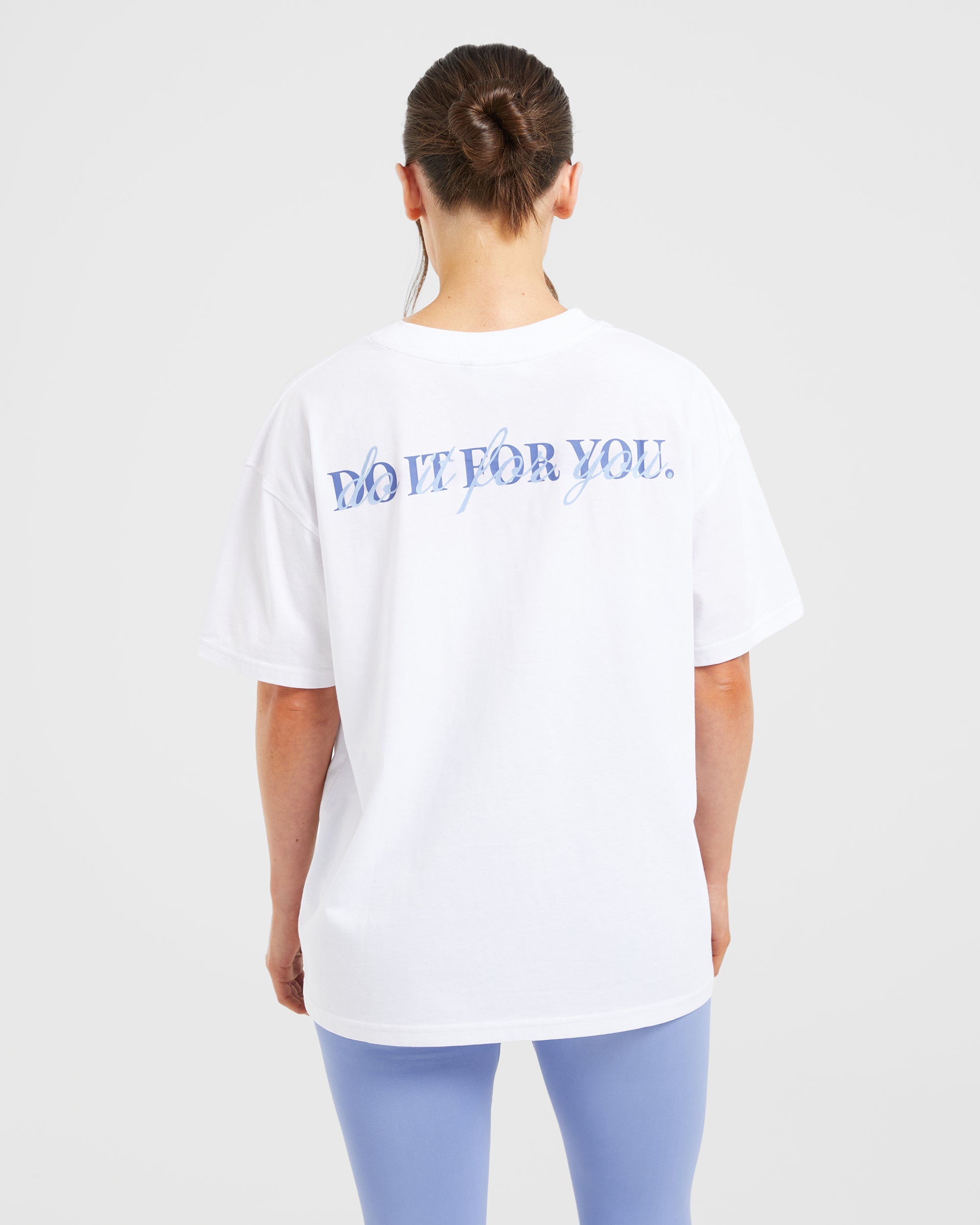 Do It For You Oversized T Shirt - Weiß/Blau