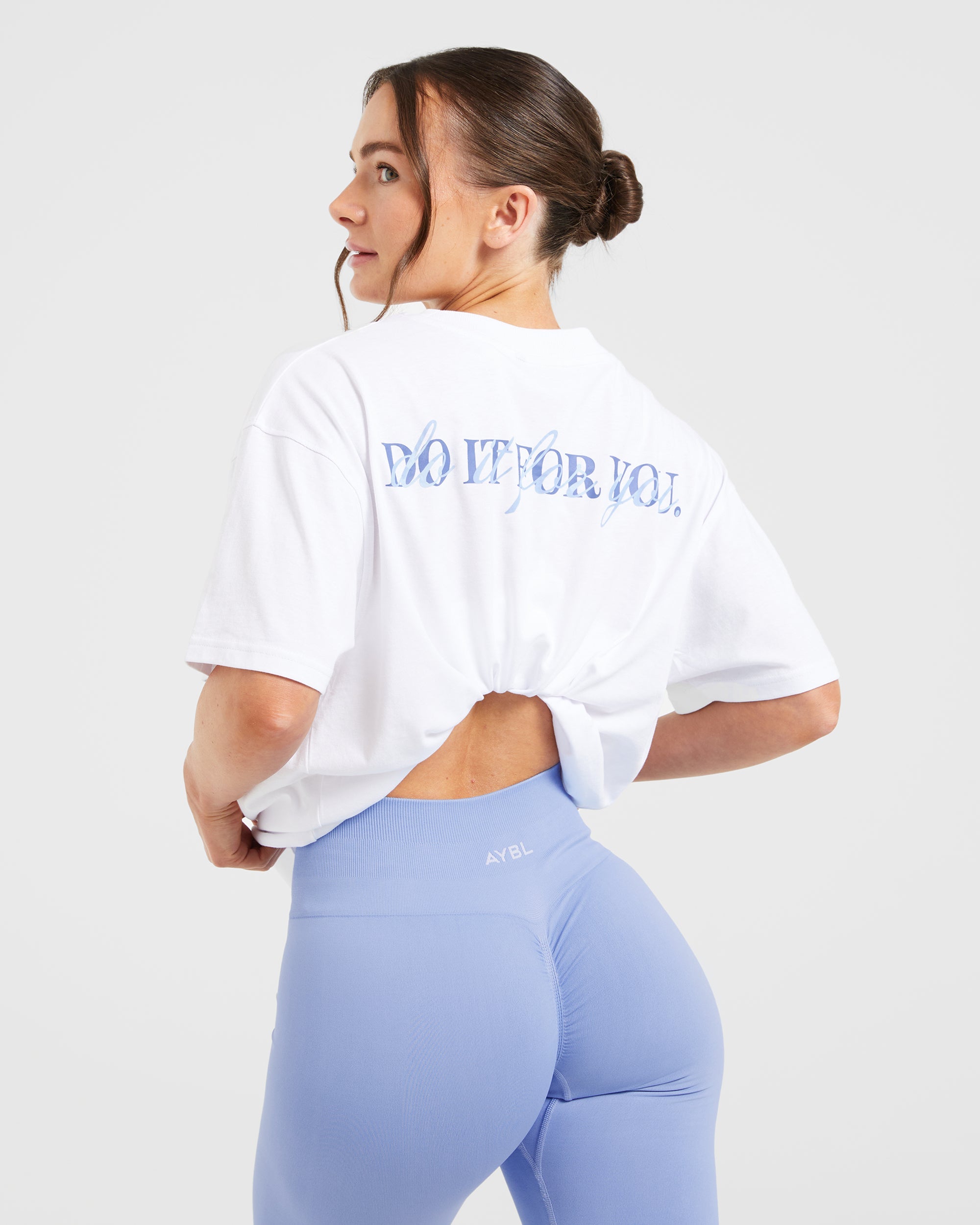 Do It For You Oversized T Shirt - Weiß/Blau