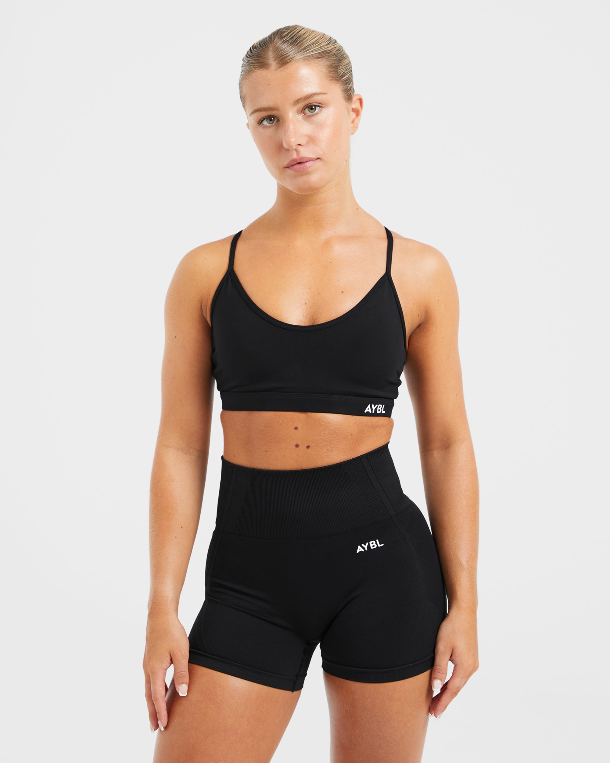 Essential V Neck Sports Bra - Schwarz