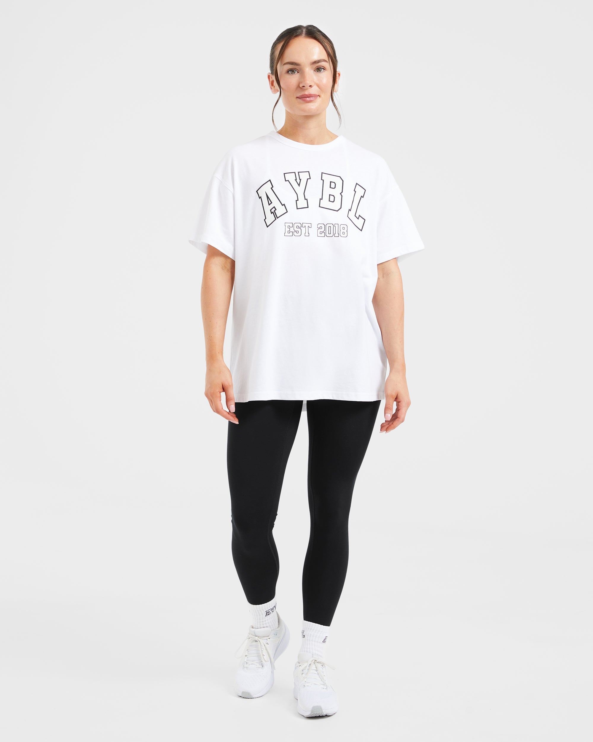 Varsity Oversized T Shirt - Weiß