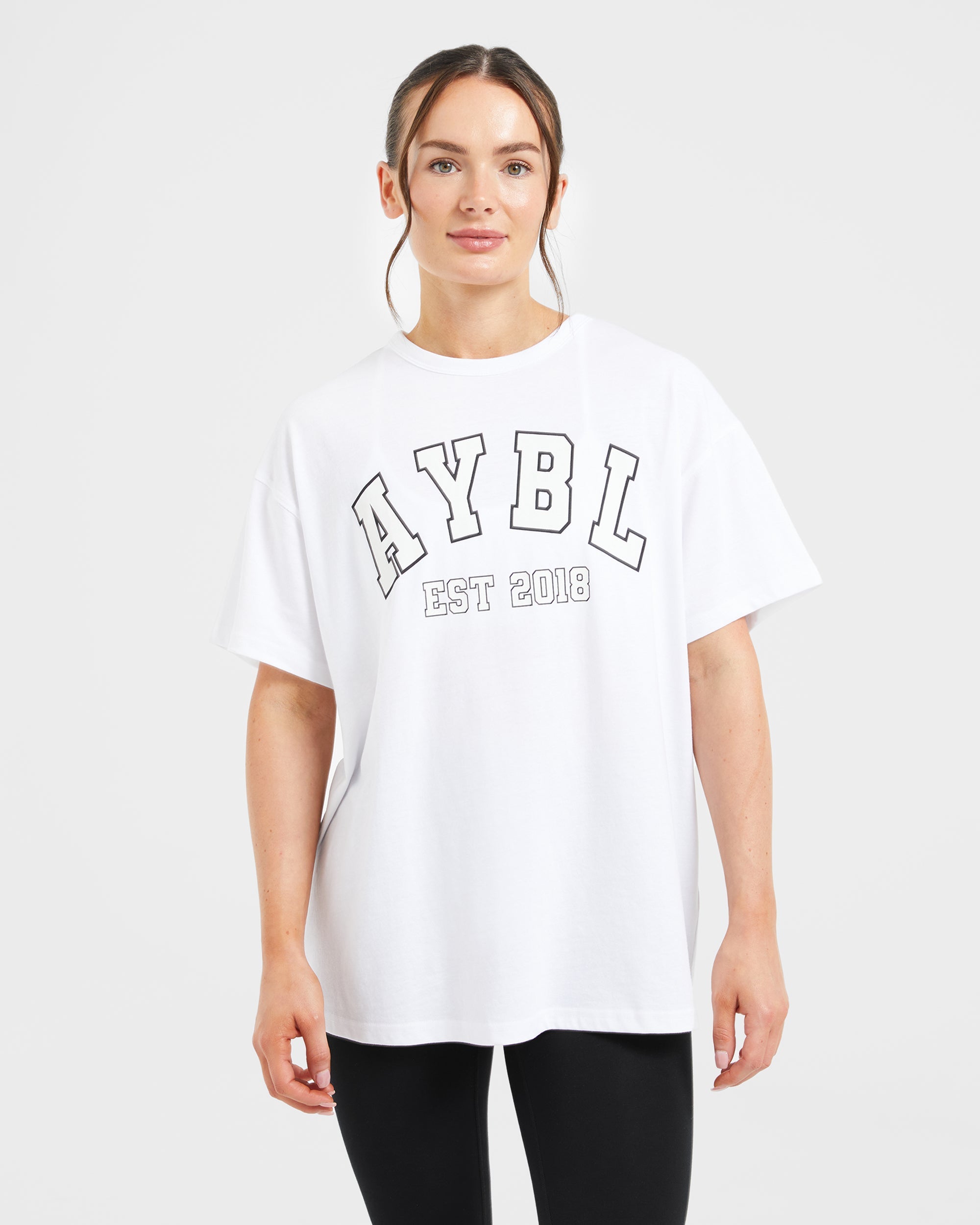 Varsity Oversized T Shirt - Weiß