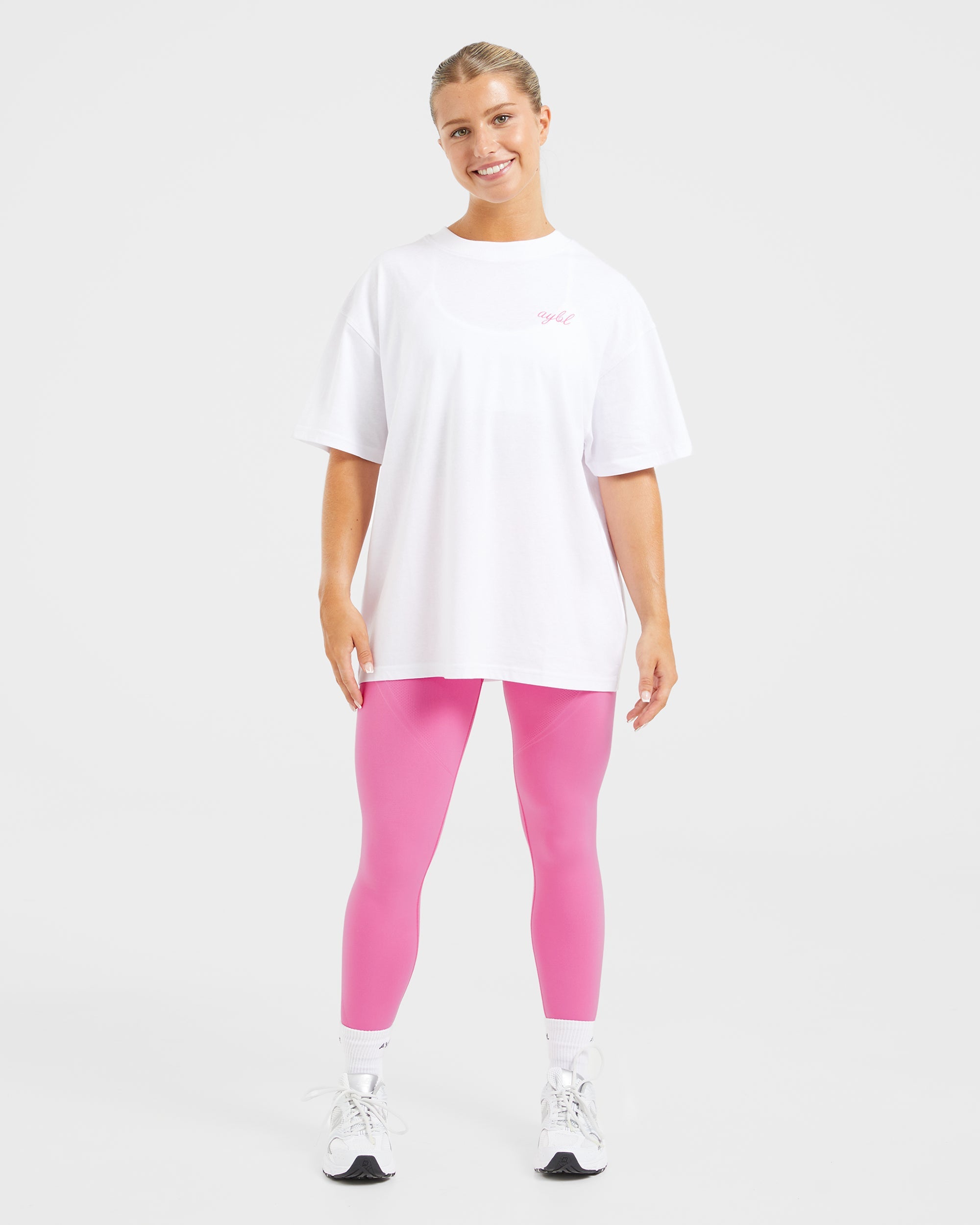 Manifest Oversized T Shirt - Weiß/Rosa