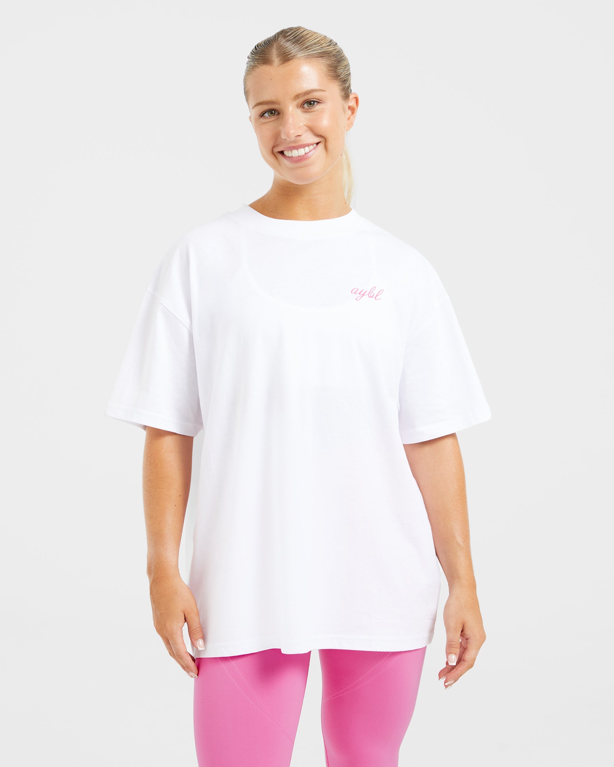 Manifest Oversized T Shirt - Weiß/Rosa