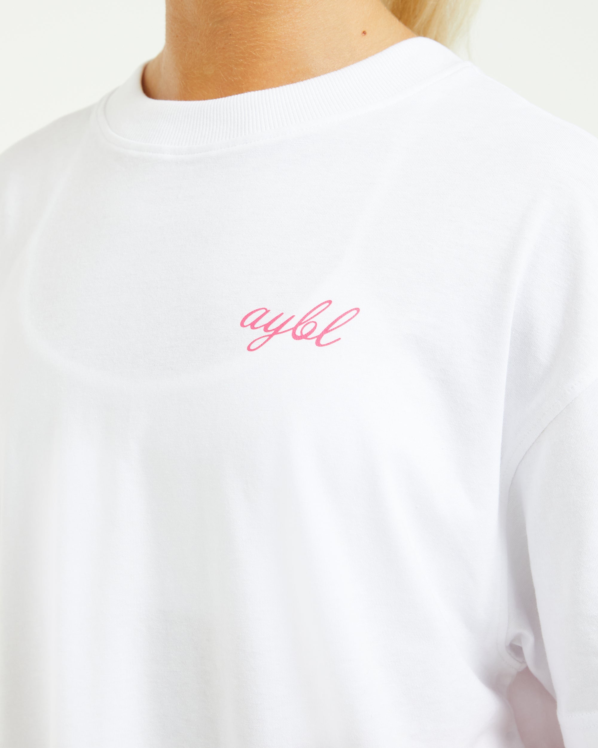 Manifest Oversized T Shirt - Weiß/Rosa