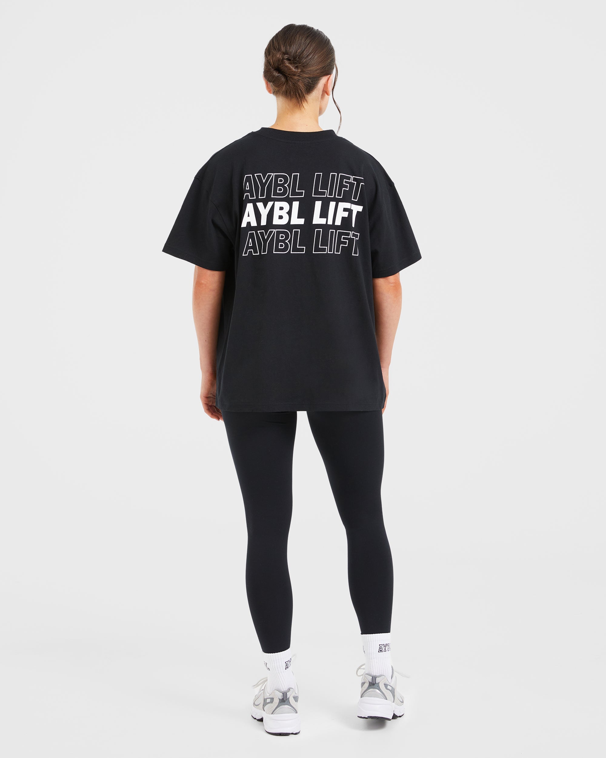 AYBL Lift Italic Oversized T Shirt - Schwarz