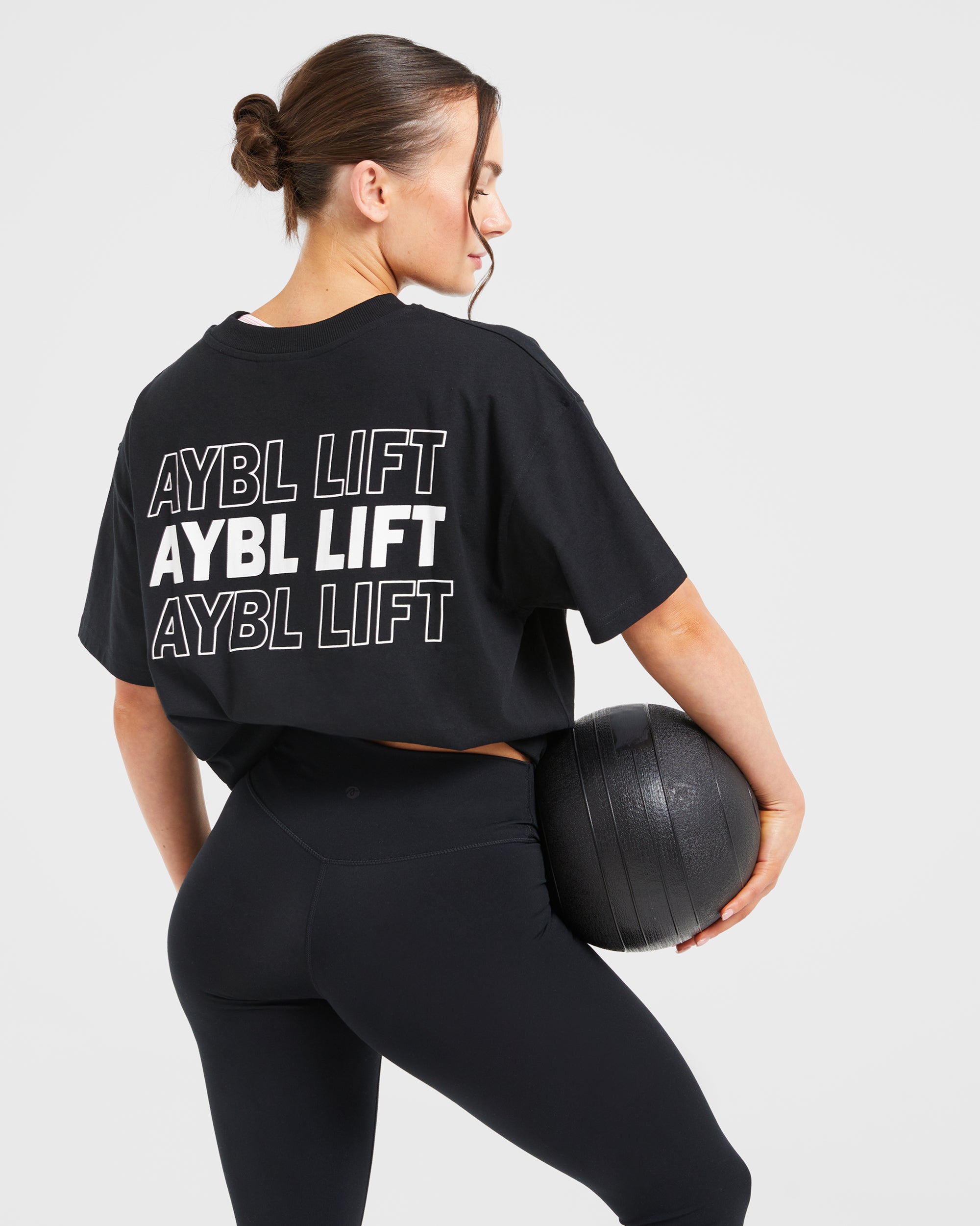 AYBL Lift Italic Oversized T Shirt - Schwarz