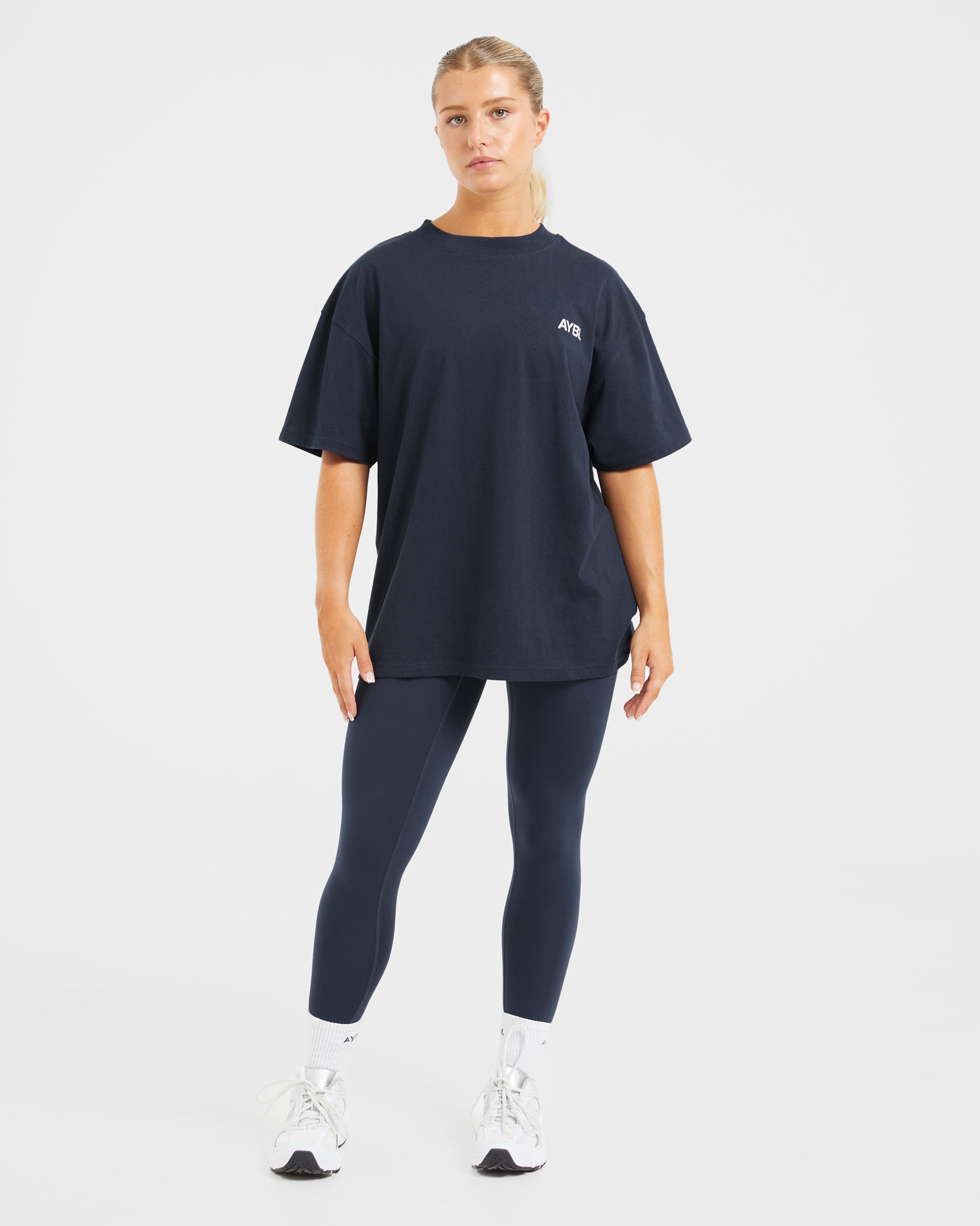 AYBL Sports Club Oversized T Shirt - Navy/Off Weiß