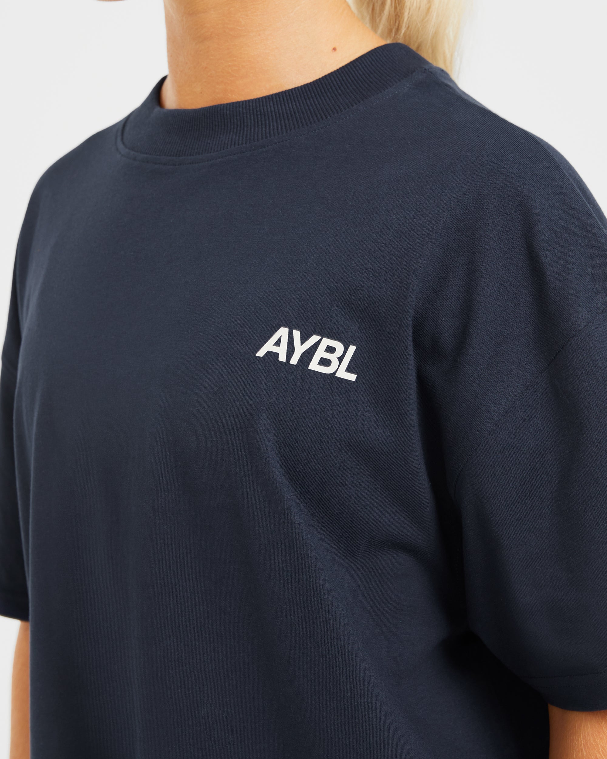 AYBL Sports Club Oversized T Shirt - Navy/Off Weiß