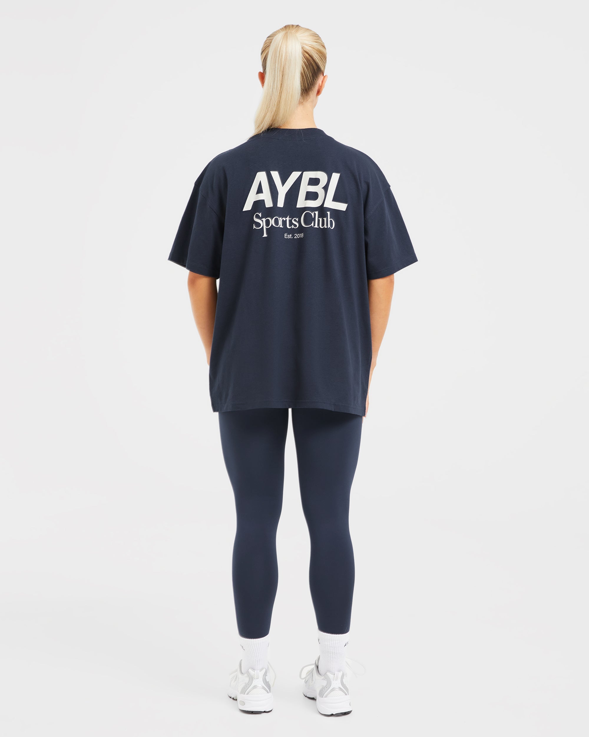 AYBL Sports Club Oversized T Shirt - Navy/Off Weiß