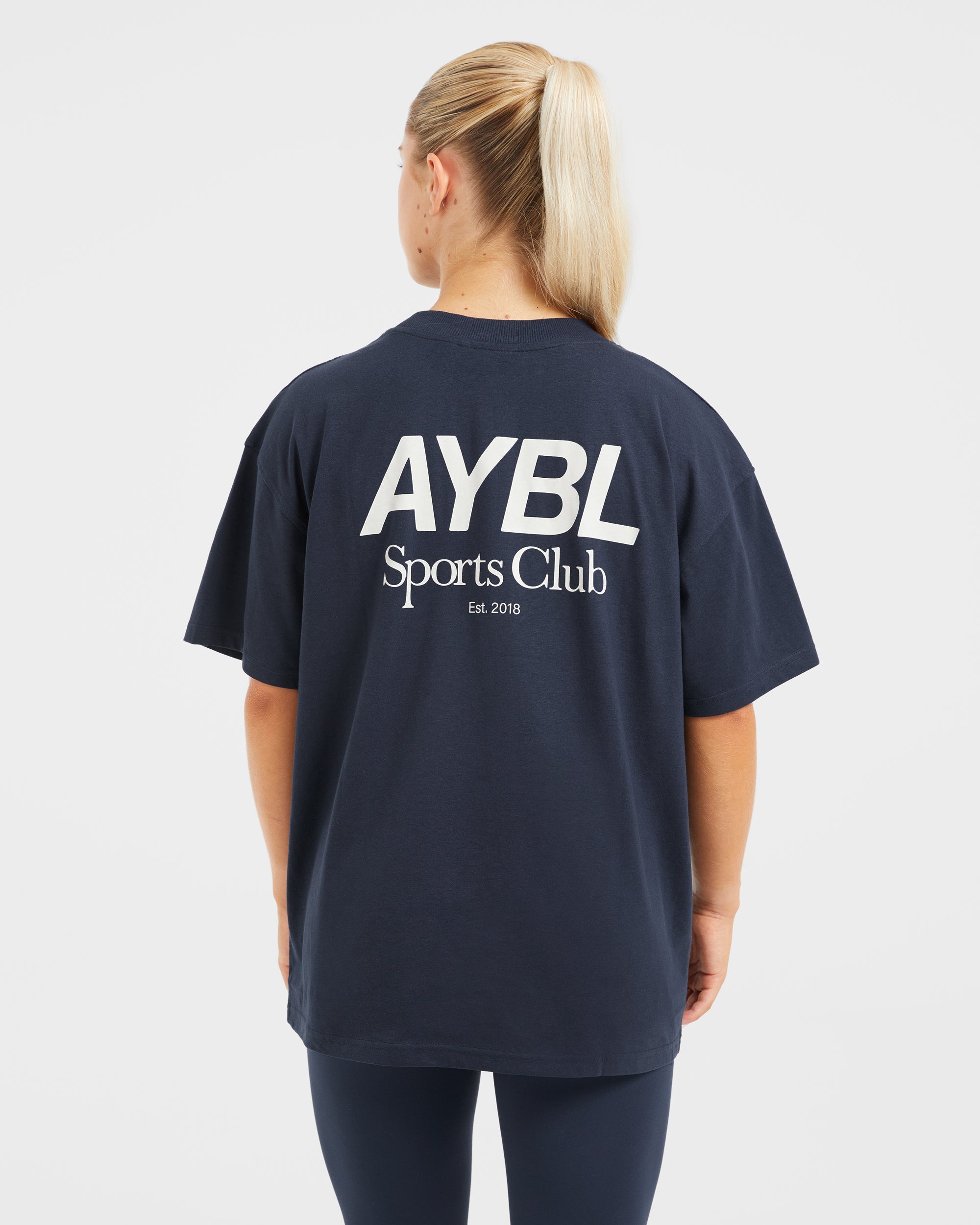 AYBL Sports Club Oversized T Shirt - Navy/Off Weiß