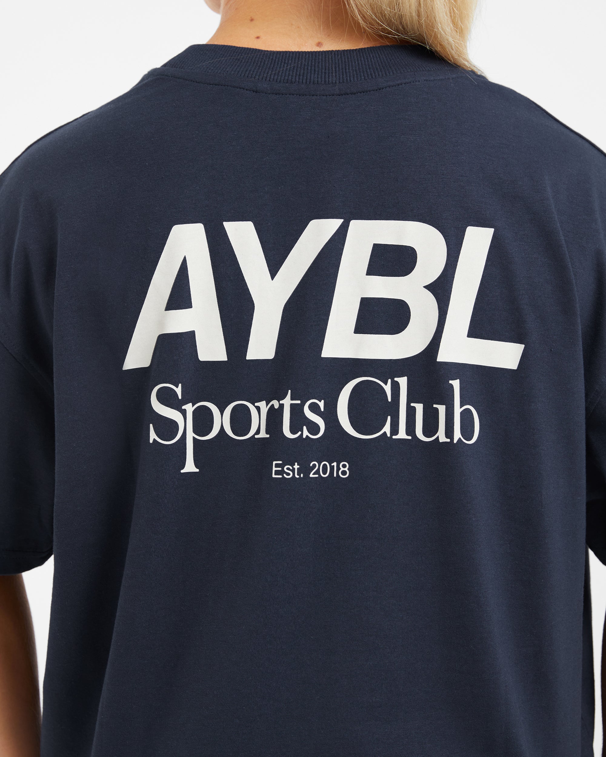 AYBL Sports Club Oversized T Shirt - Navy/Off Weiß