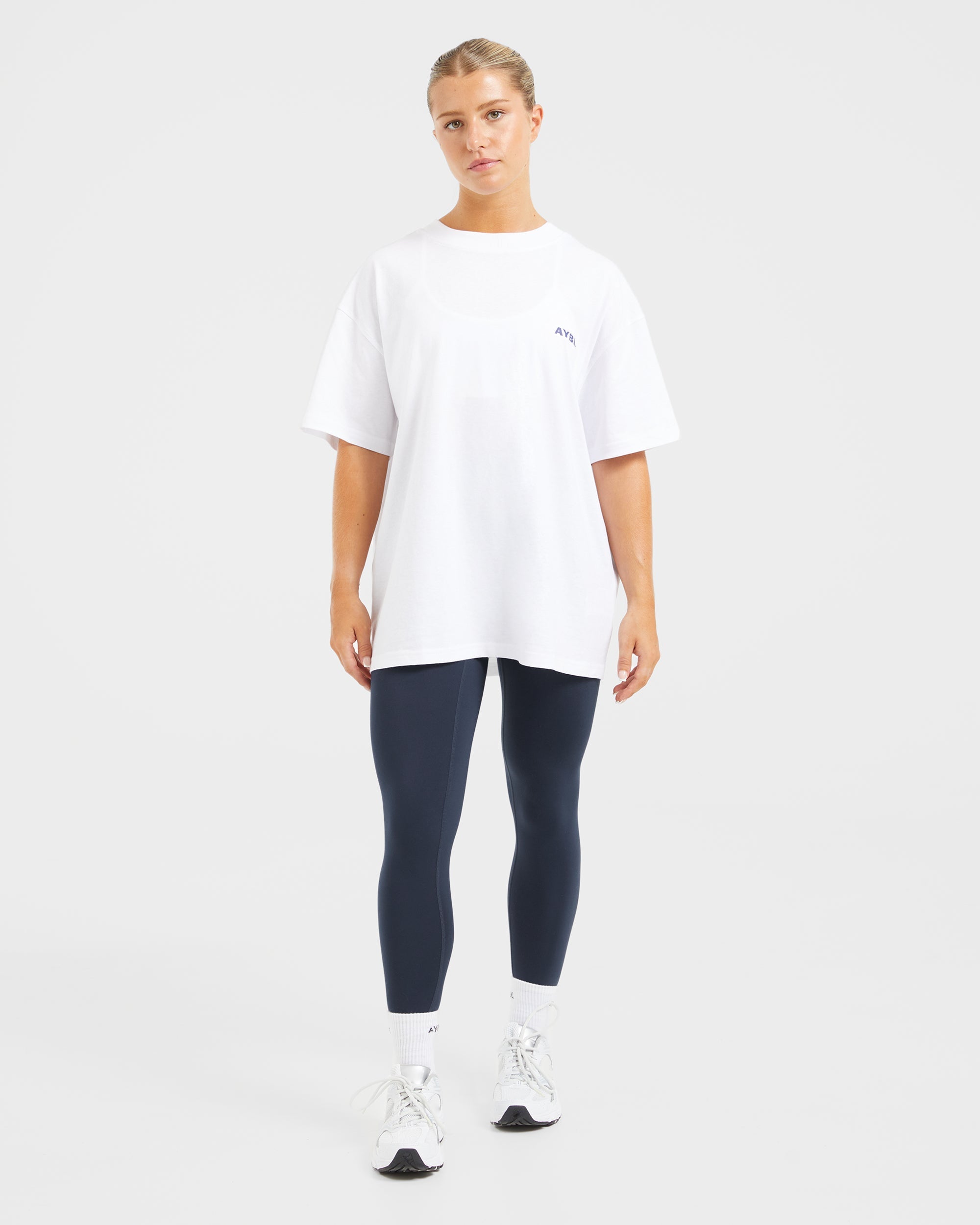 AYBL Lift Italic Oversized T Shirt - Weiß/Navy