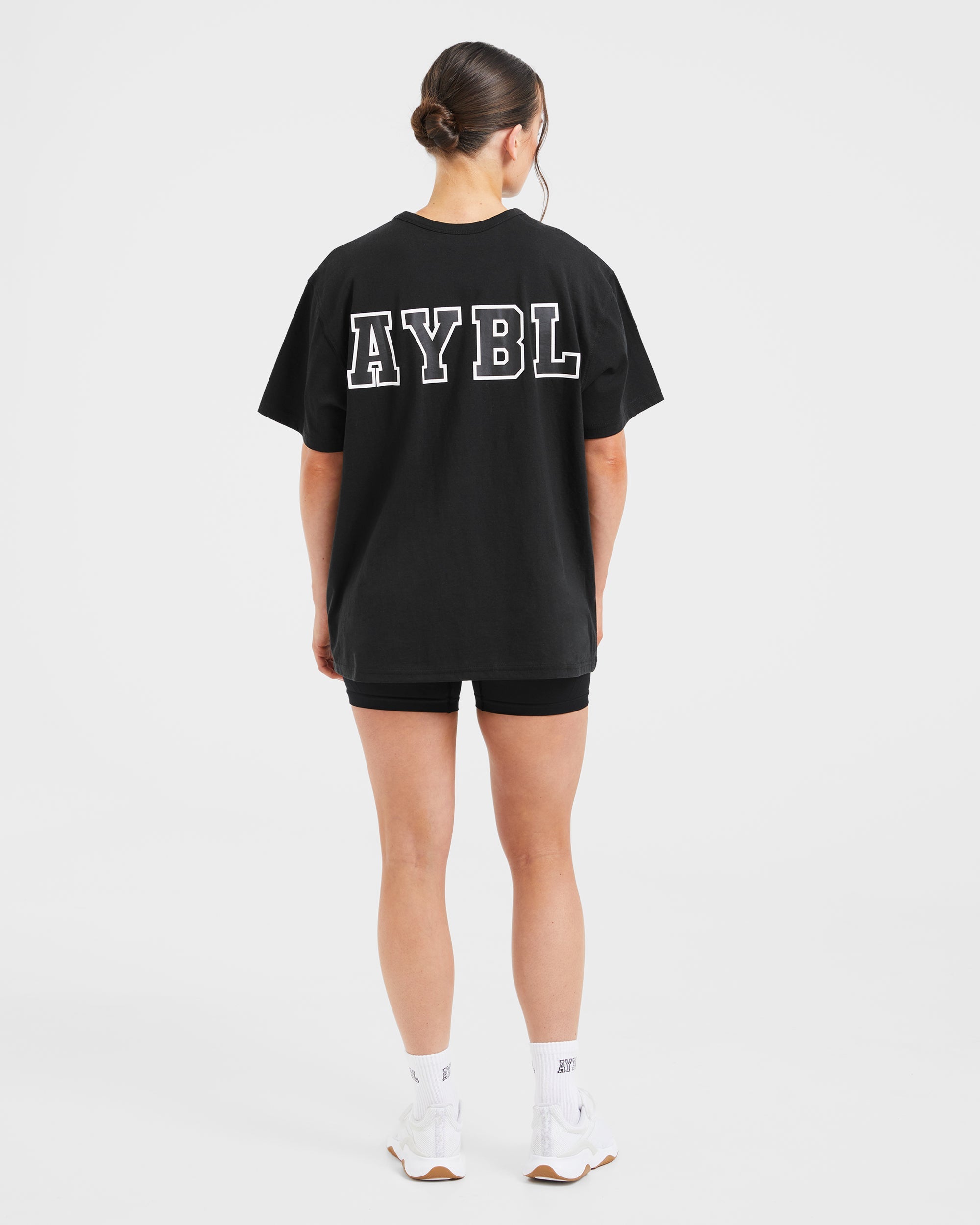 Varsity Statement Oversized T Shirt - Schwarz