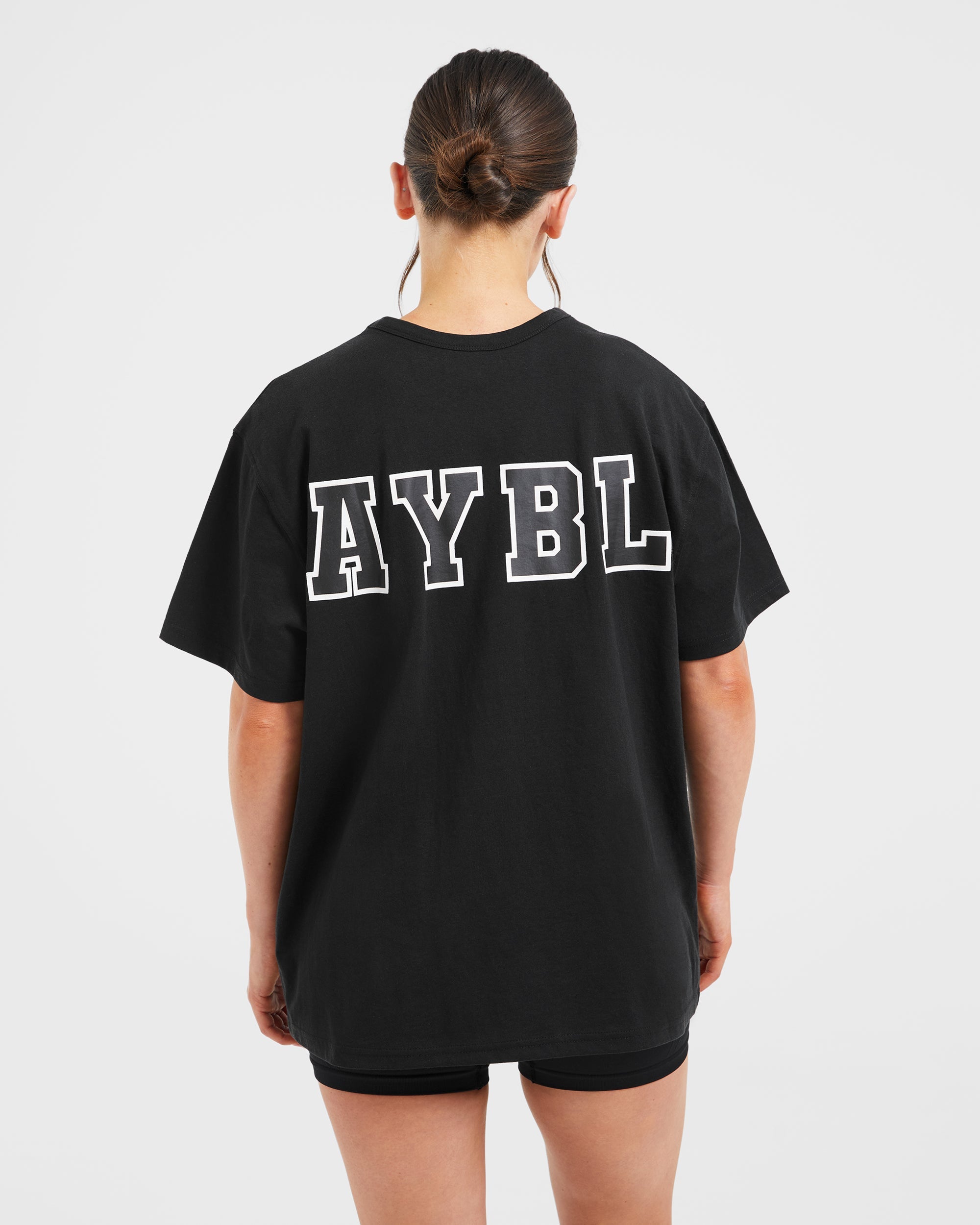 Varsity Statement Oversized T Shirt - Schwarz