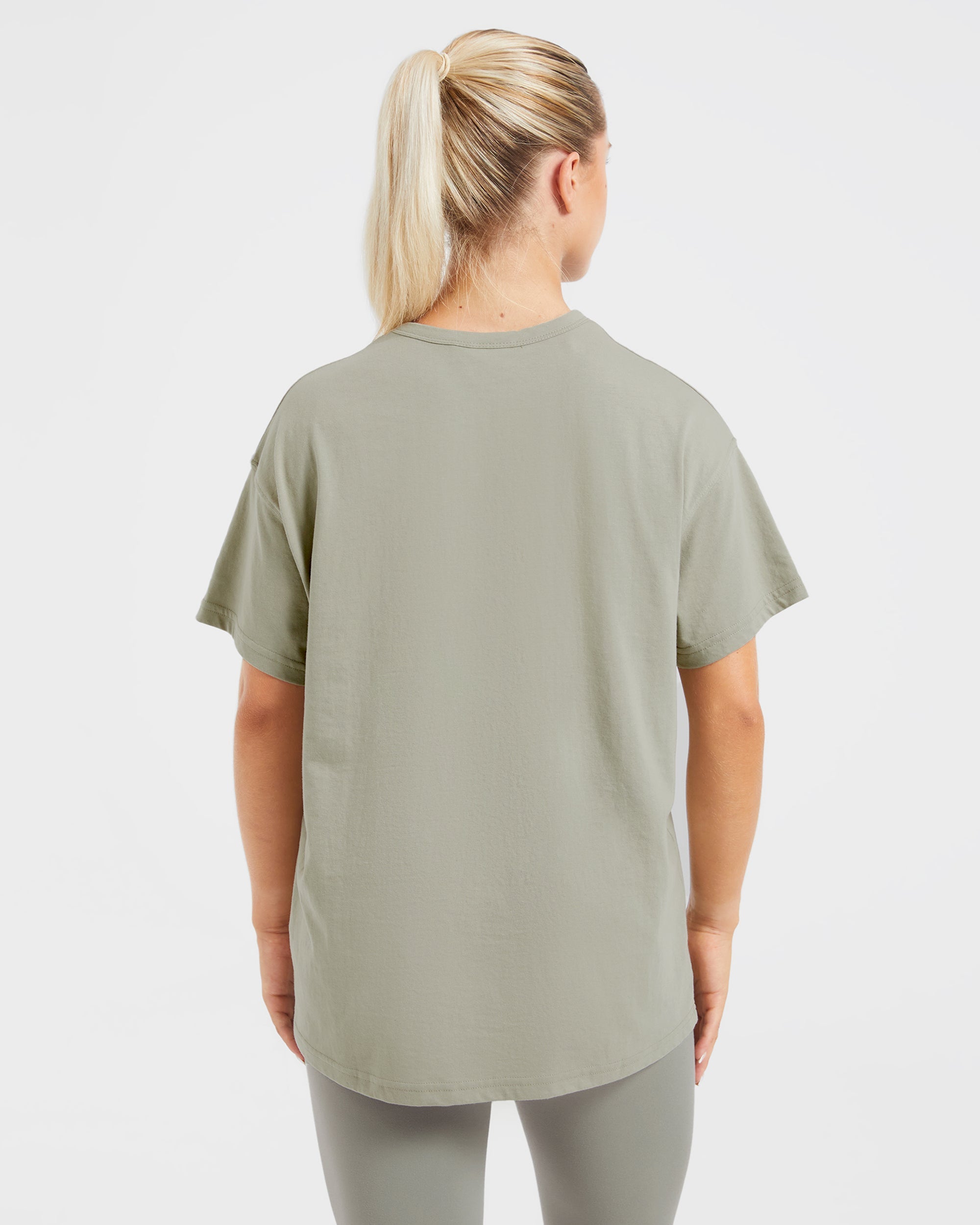 Varsity Oversized T Shirt - Olive Grün