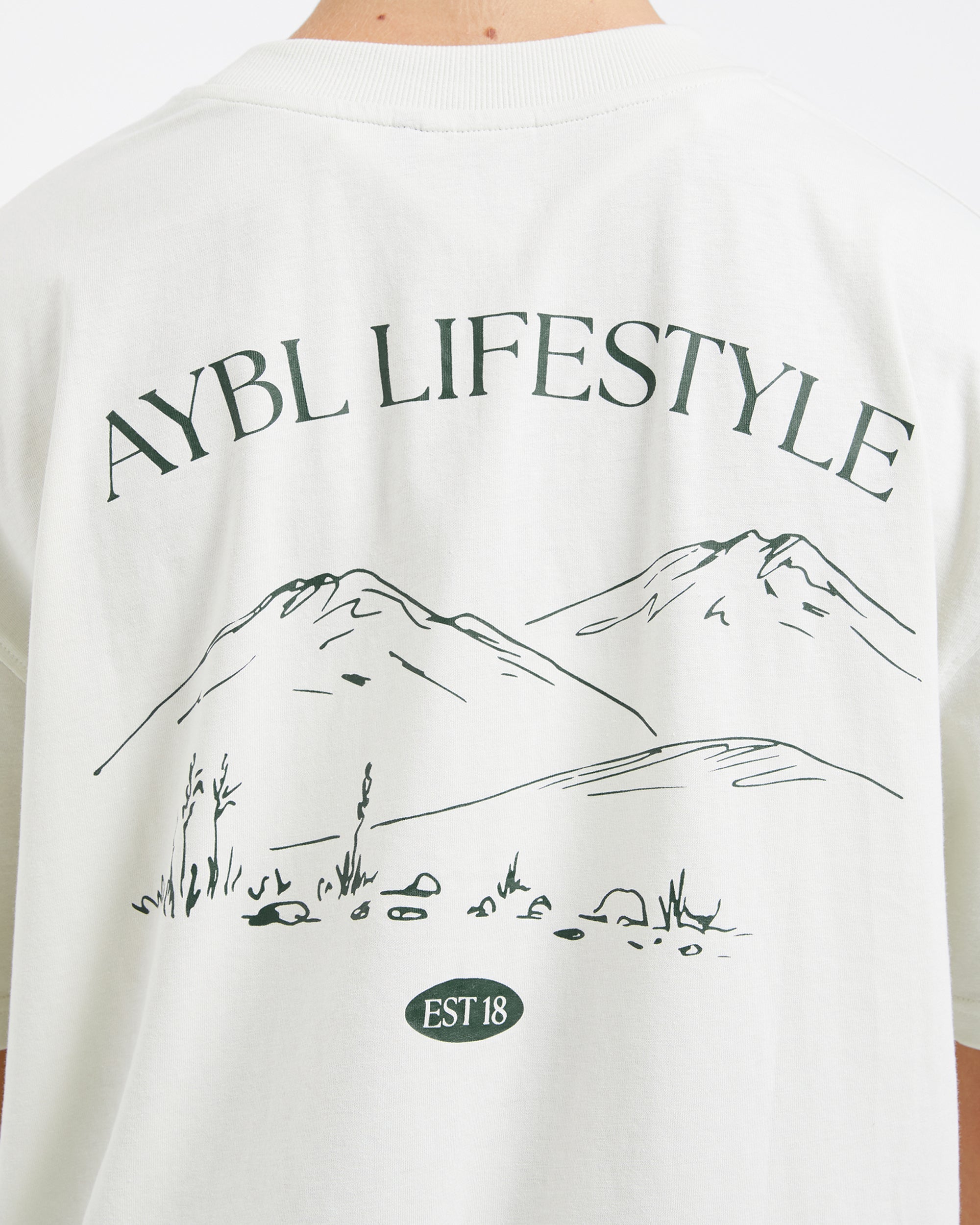 AYBL Lifestyle Oversized T Shirt - Off Weiß/Forest Grün