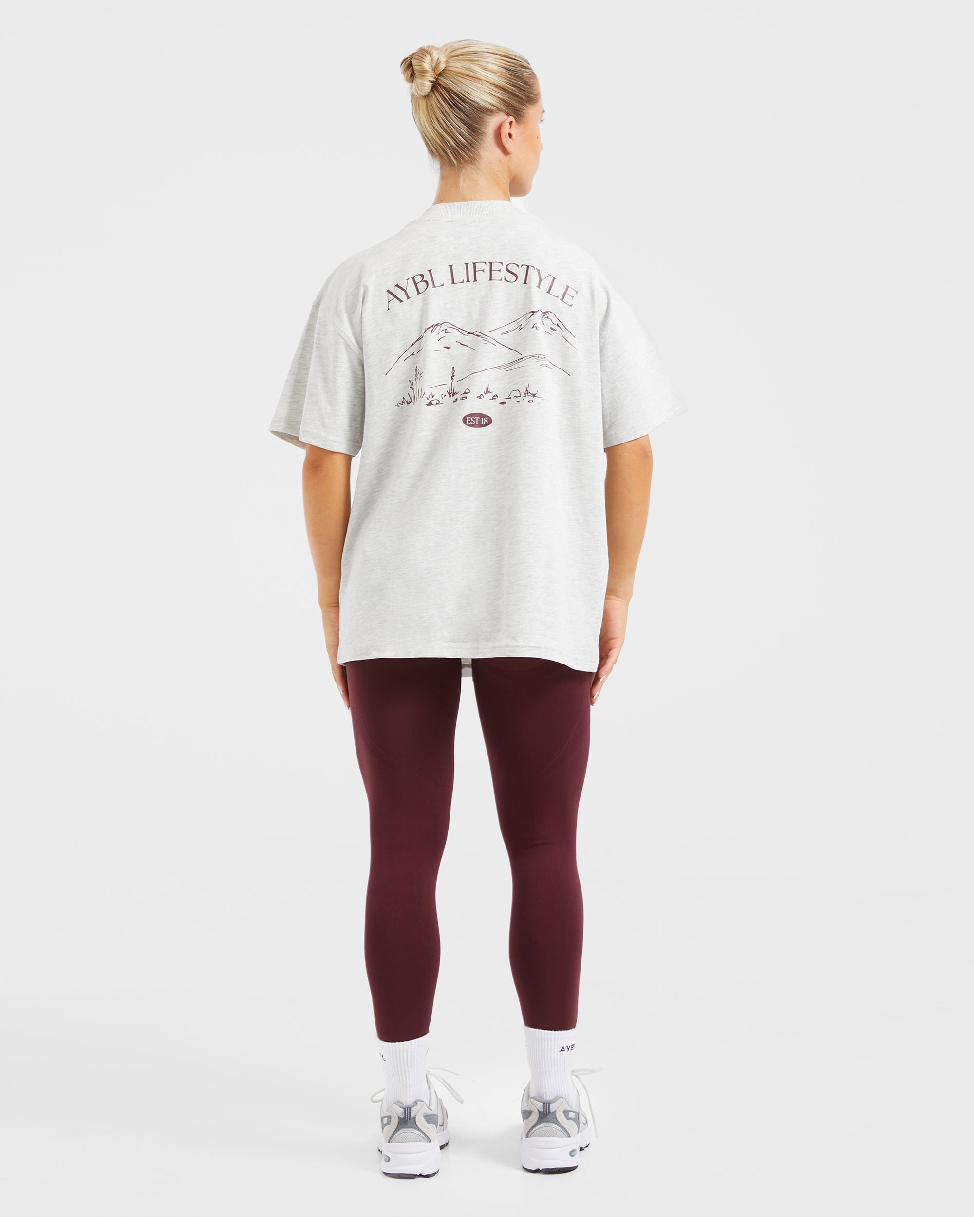 AYBL Lifestyle Oversized T Shirt - Heather Grau/Burgundy