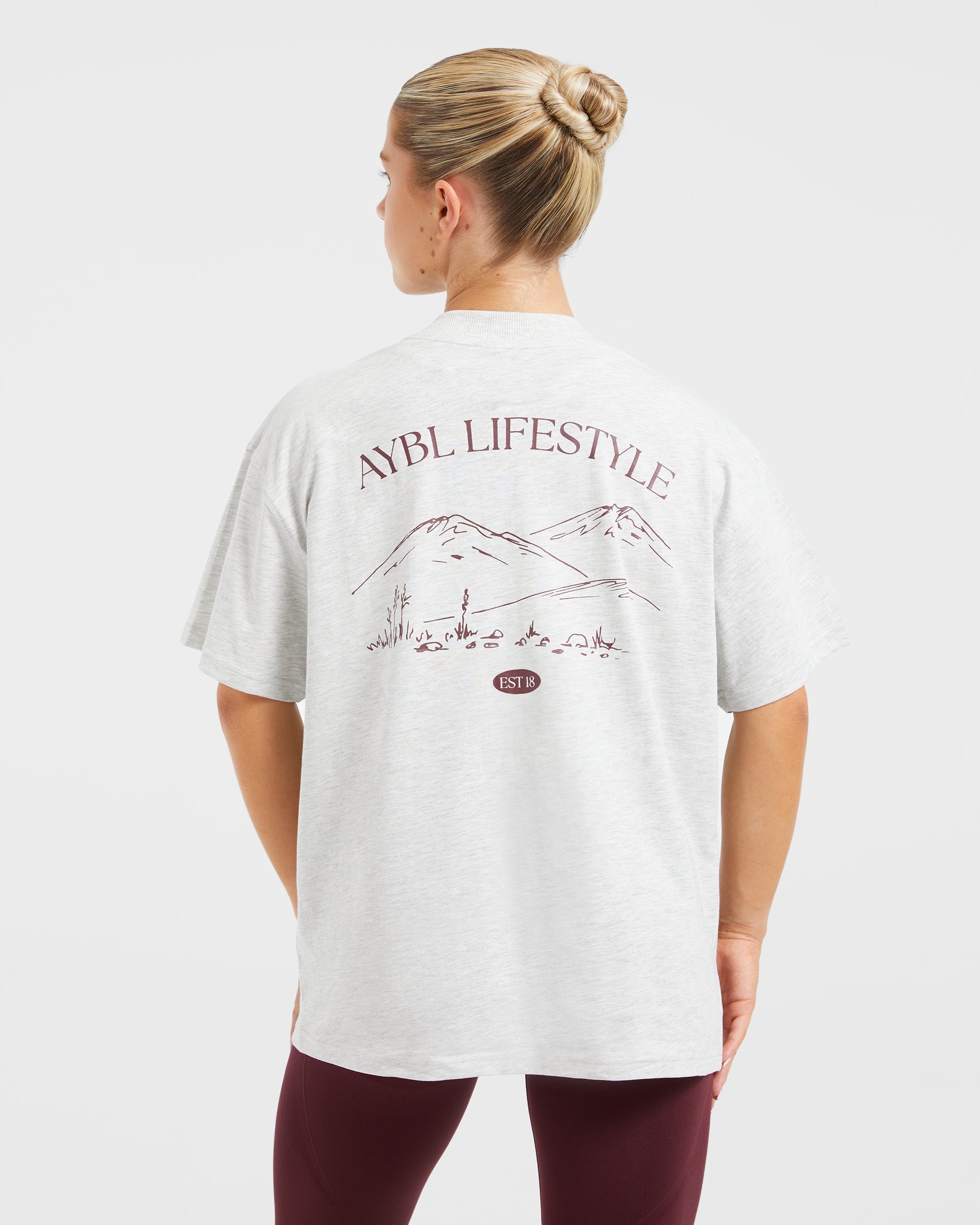 AYBL Lifestyle Oversized T Shirt - Heather Grau/Burgundy