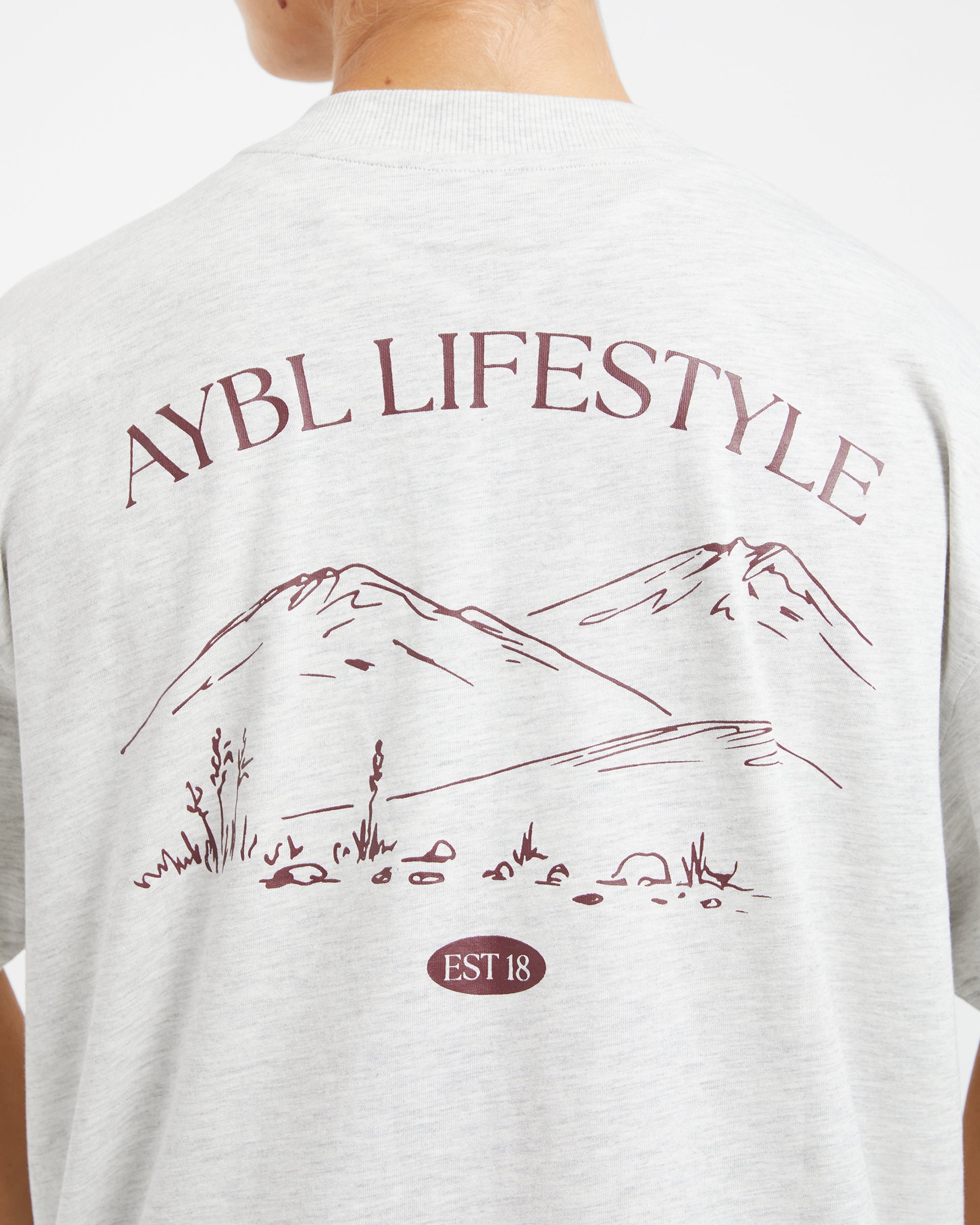 AYBL Lifestyle Oversized T Shirt - Heather Grau/Burgundy