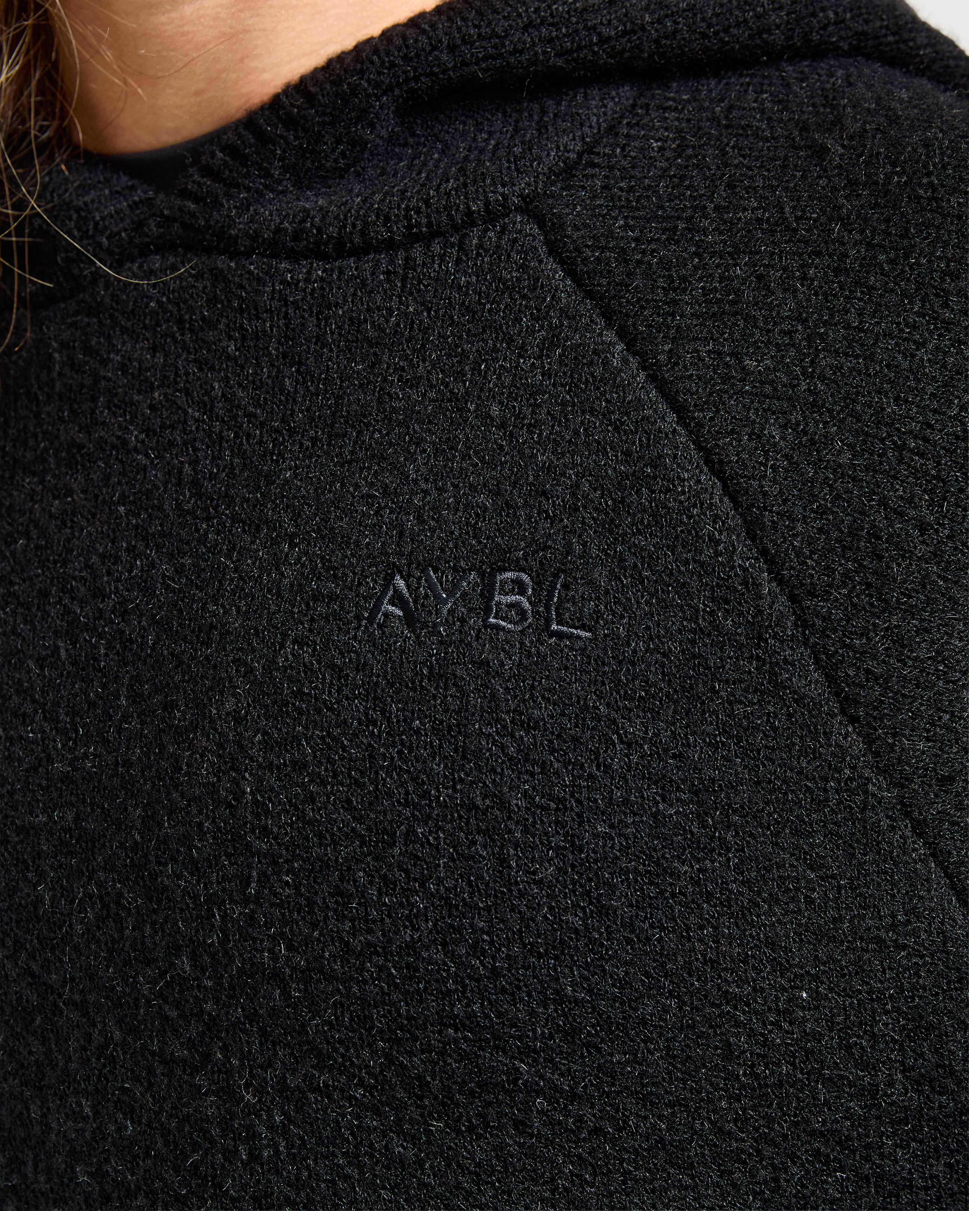 Soft Oversized Knitted Hoodie - Schwarz