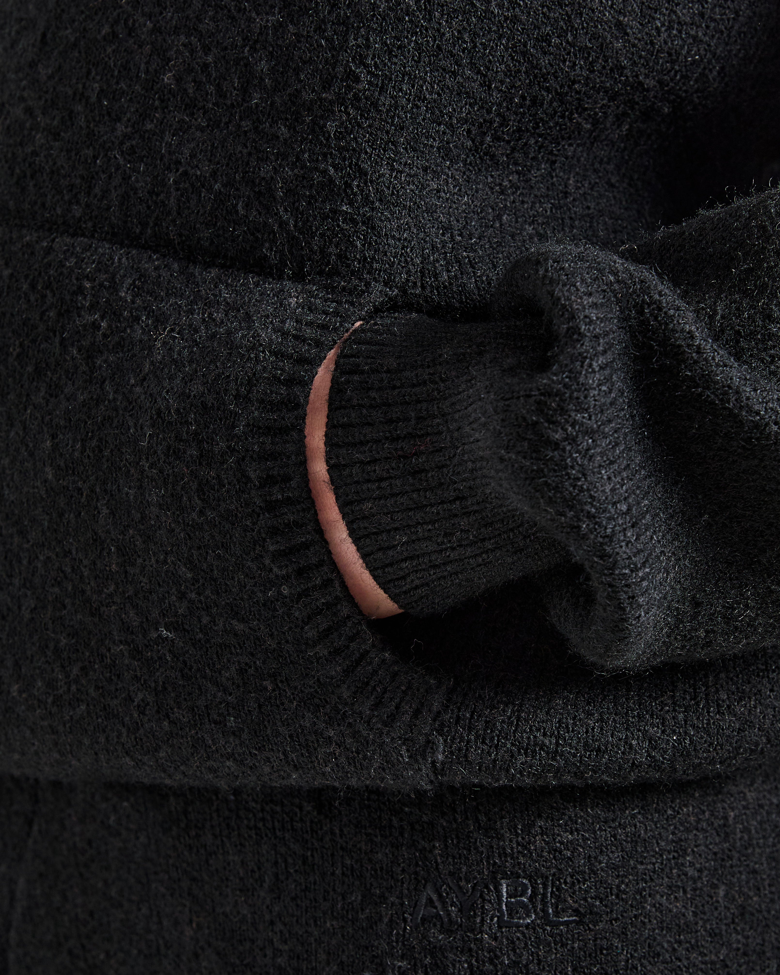 Soft Oversized Knitted Hoodie - Schwarz