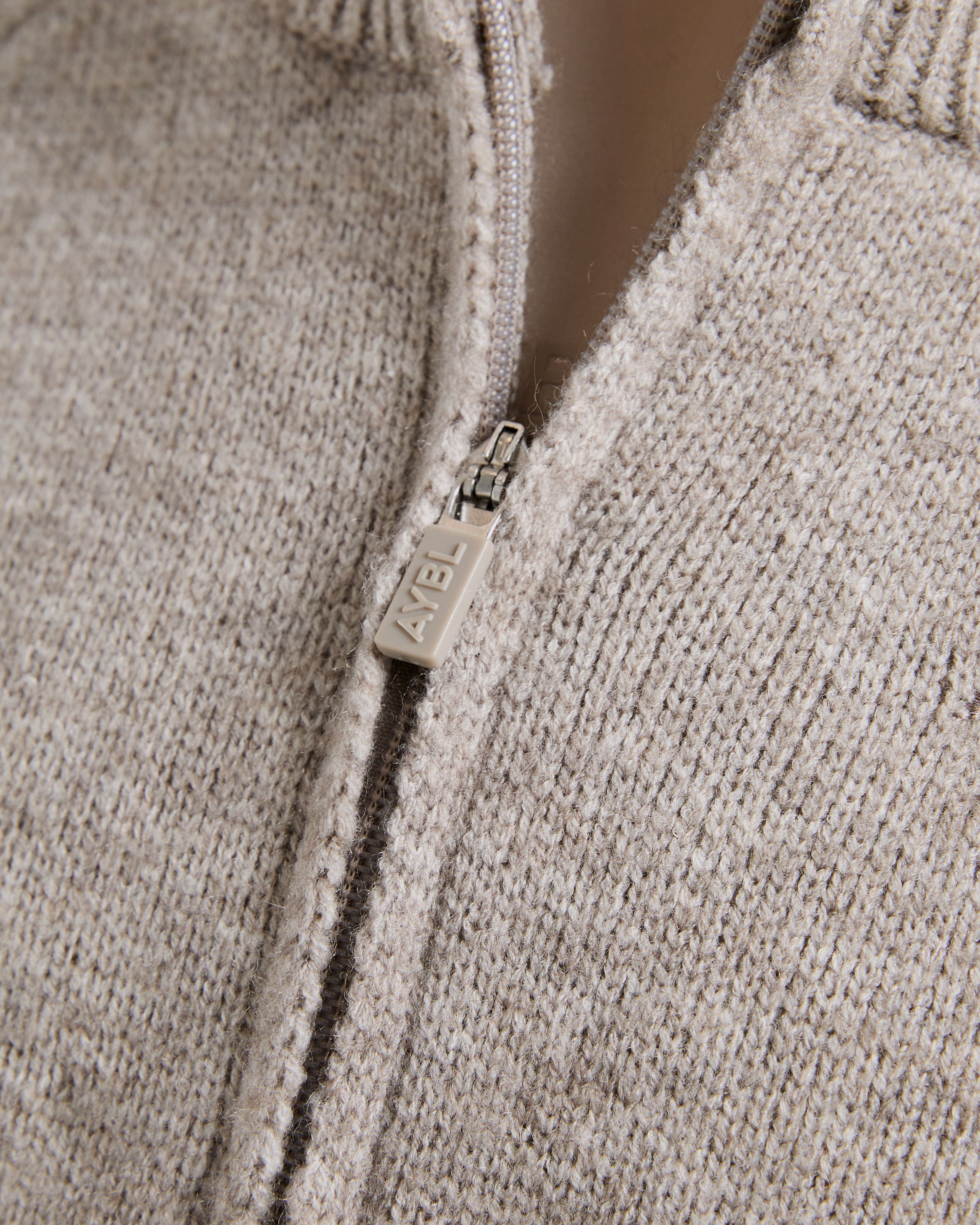 Soft Oversized Knitted 1/4 Zip - Braun Marl