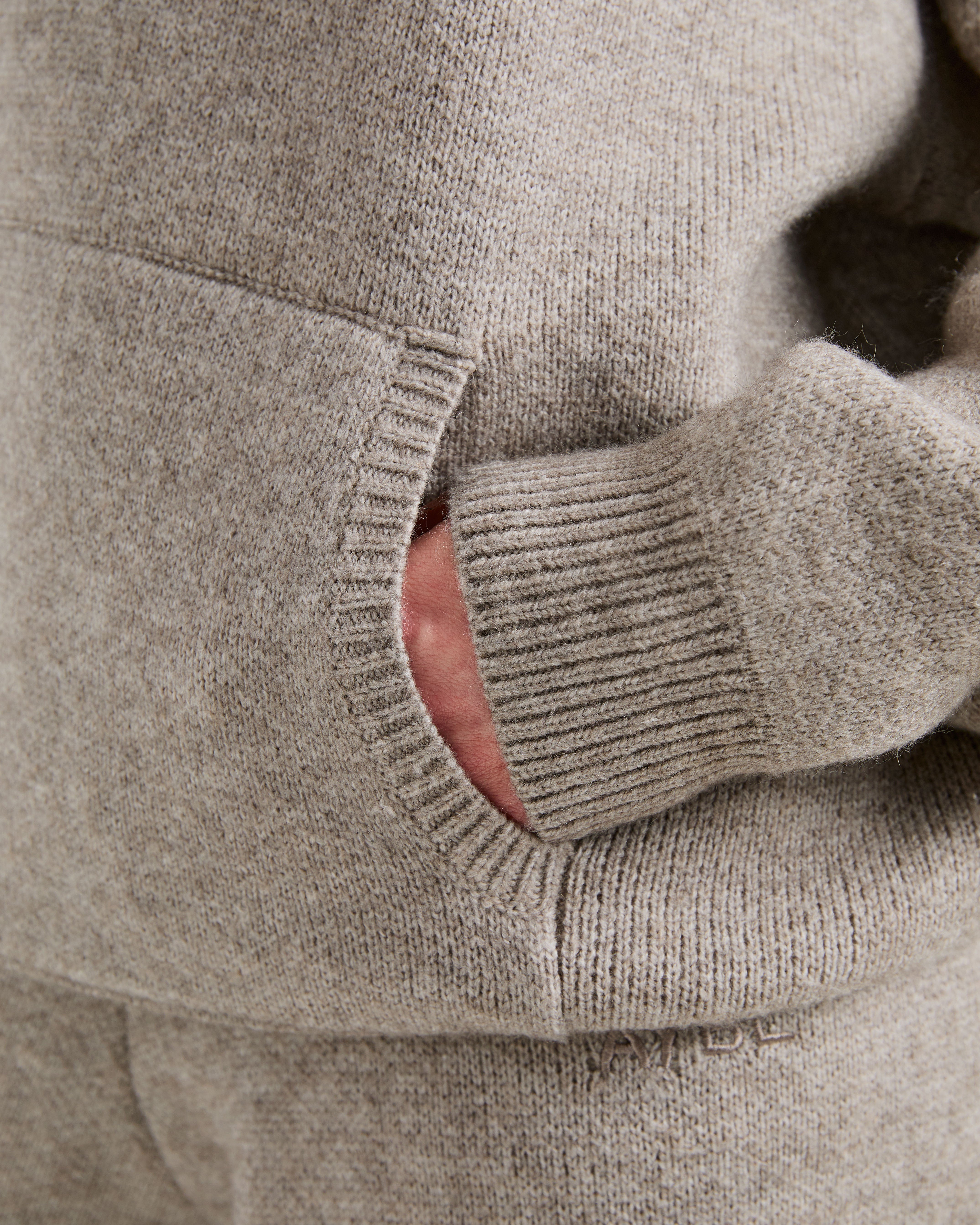 Soft Oversized Knitted Hoodie - Braun Marl