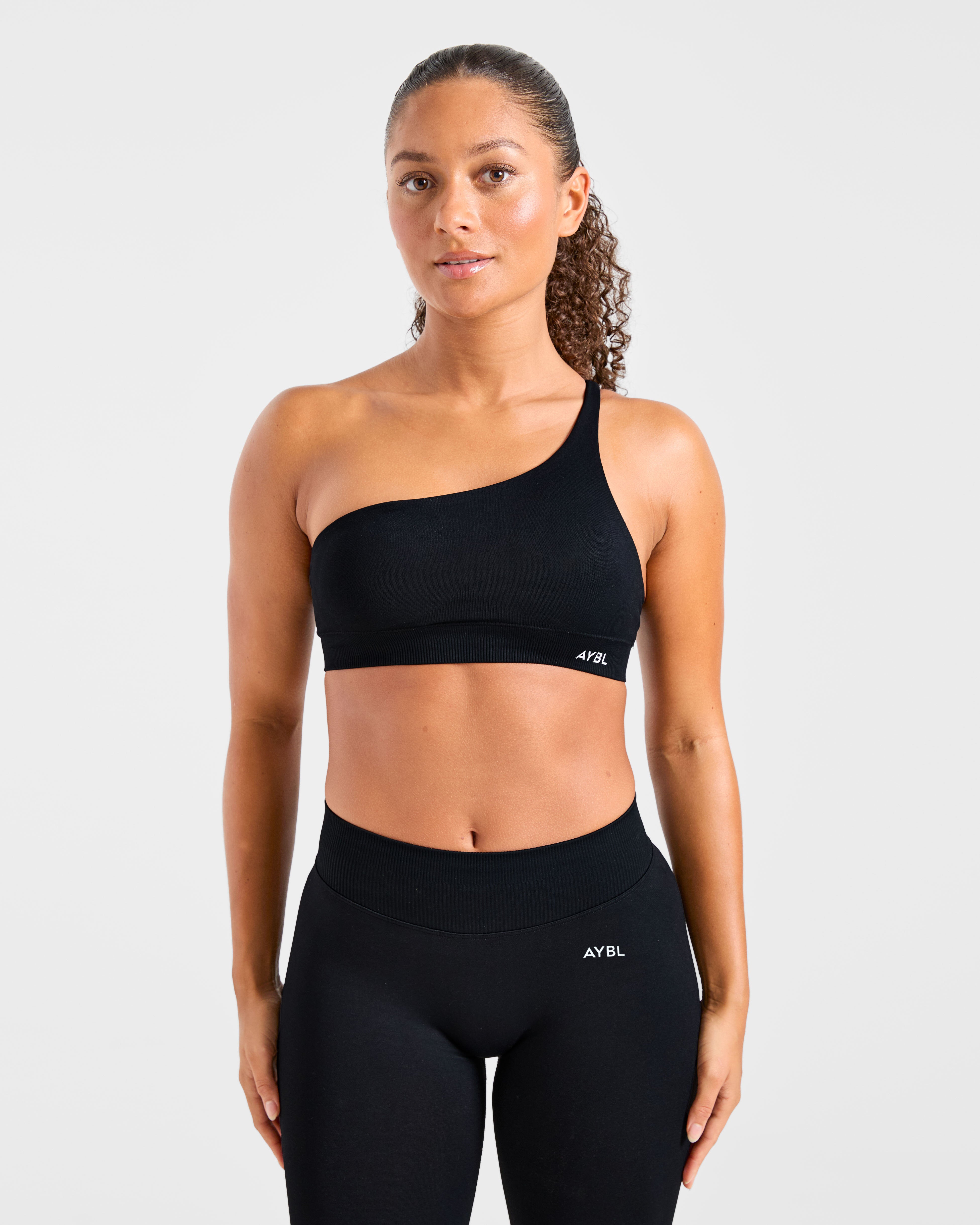 Enhance Seamless One Shoulder Sports Bra - Schwarz