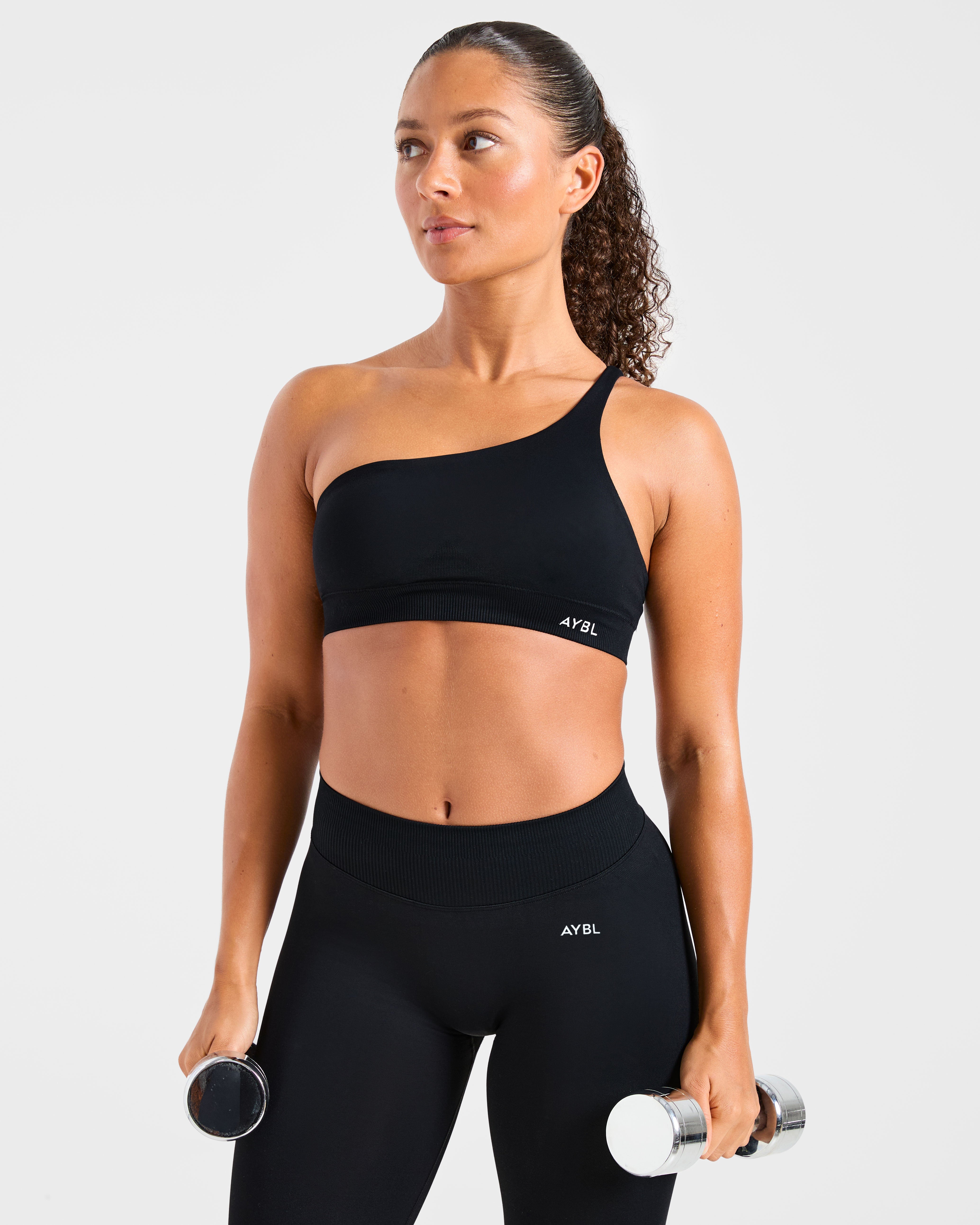 Enhance Seamless One Shoulder Sports Bra - Schwarz