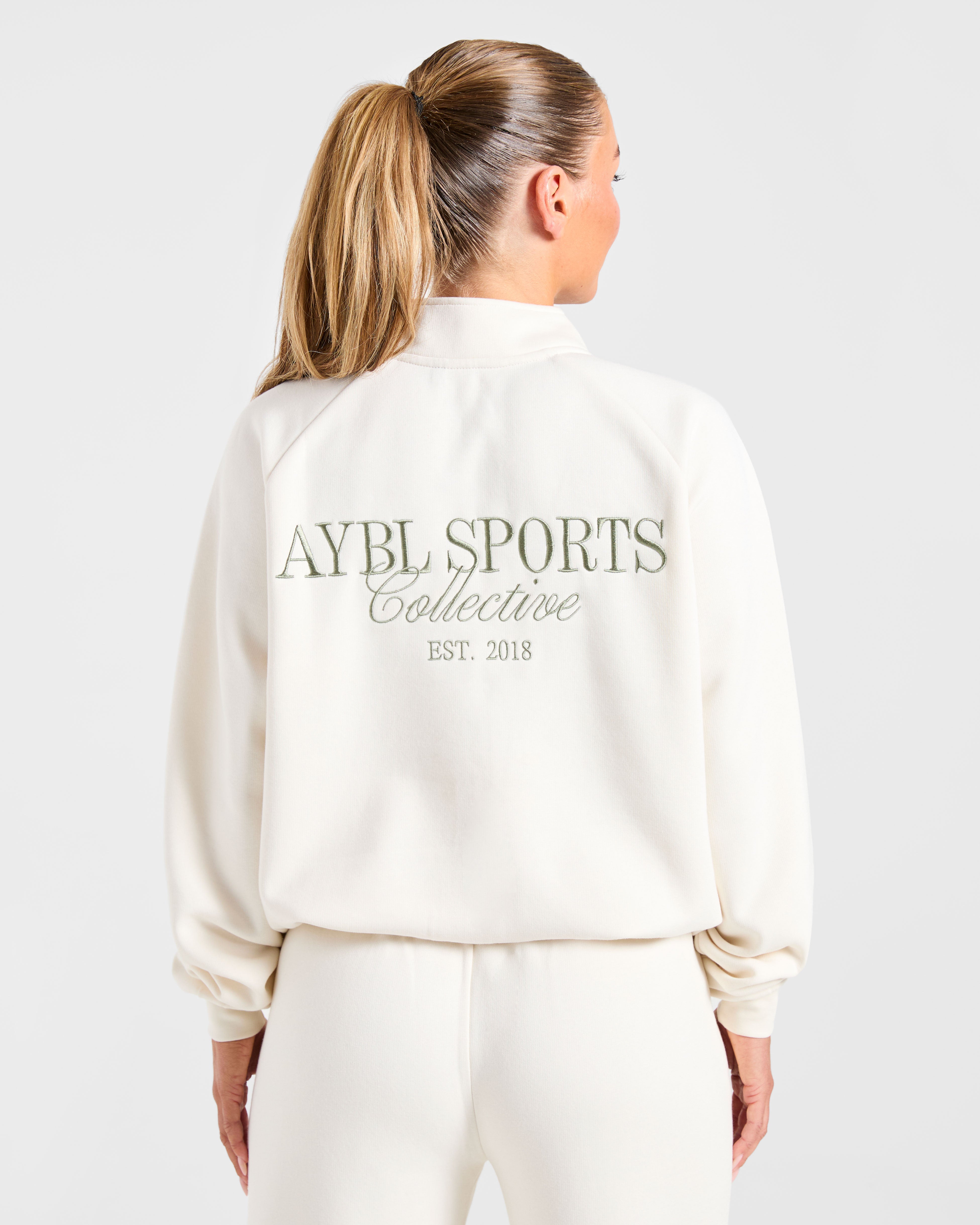 Sports Collective Oversized 1/4 Zip Pullover - Off Weiß/Grün