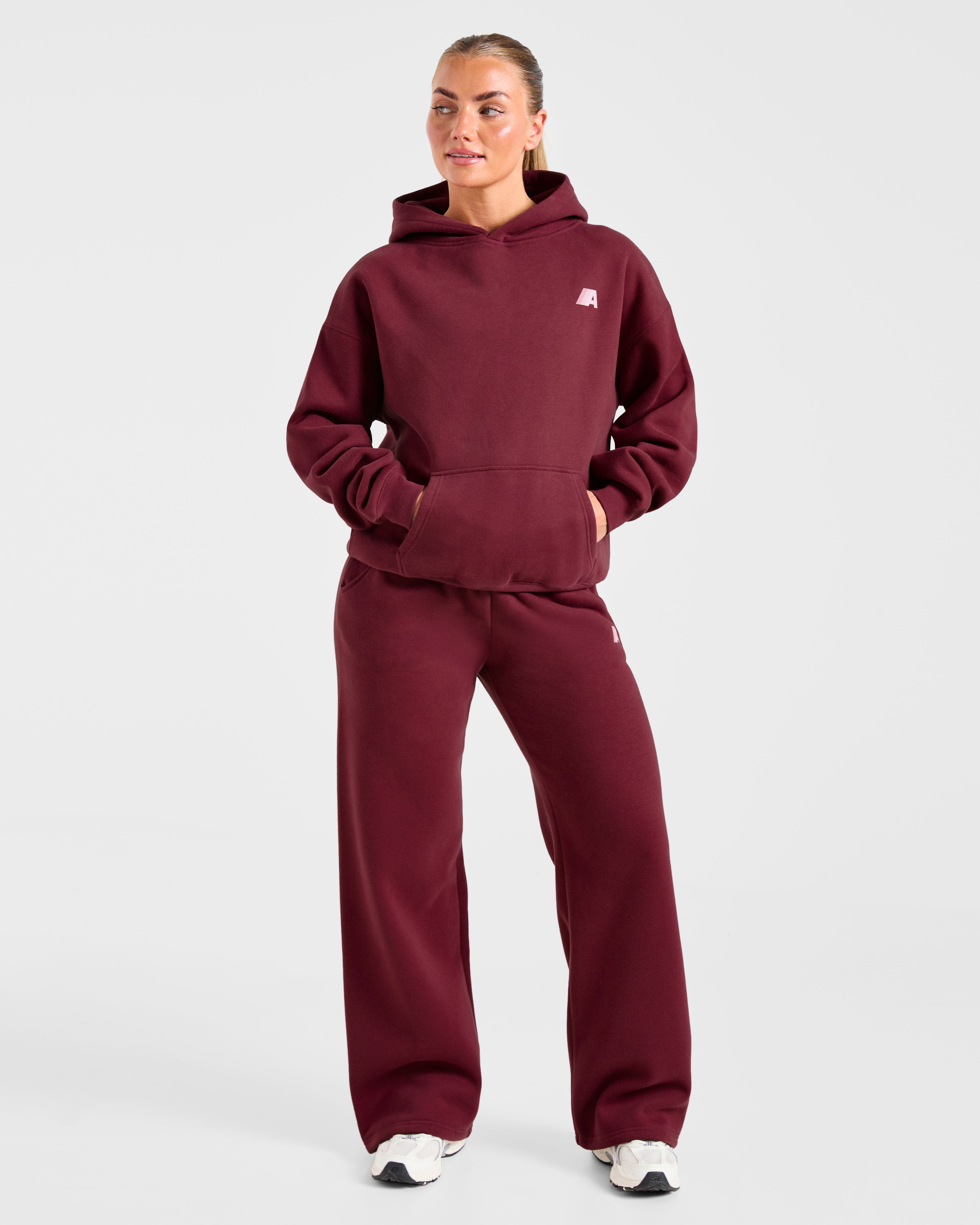 Retro Athletics Oversized Hoodie - Deep Raspberry/Rosa