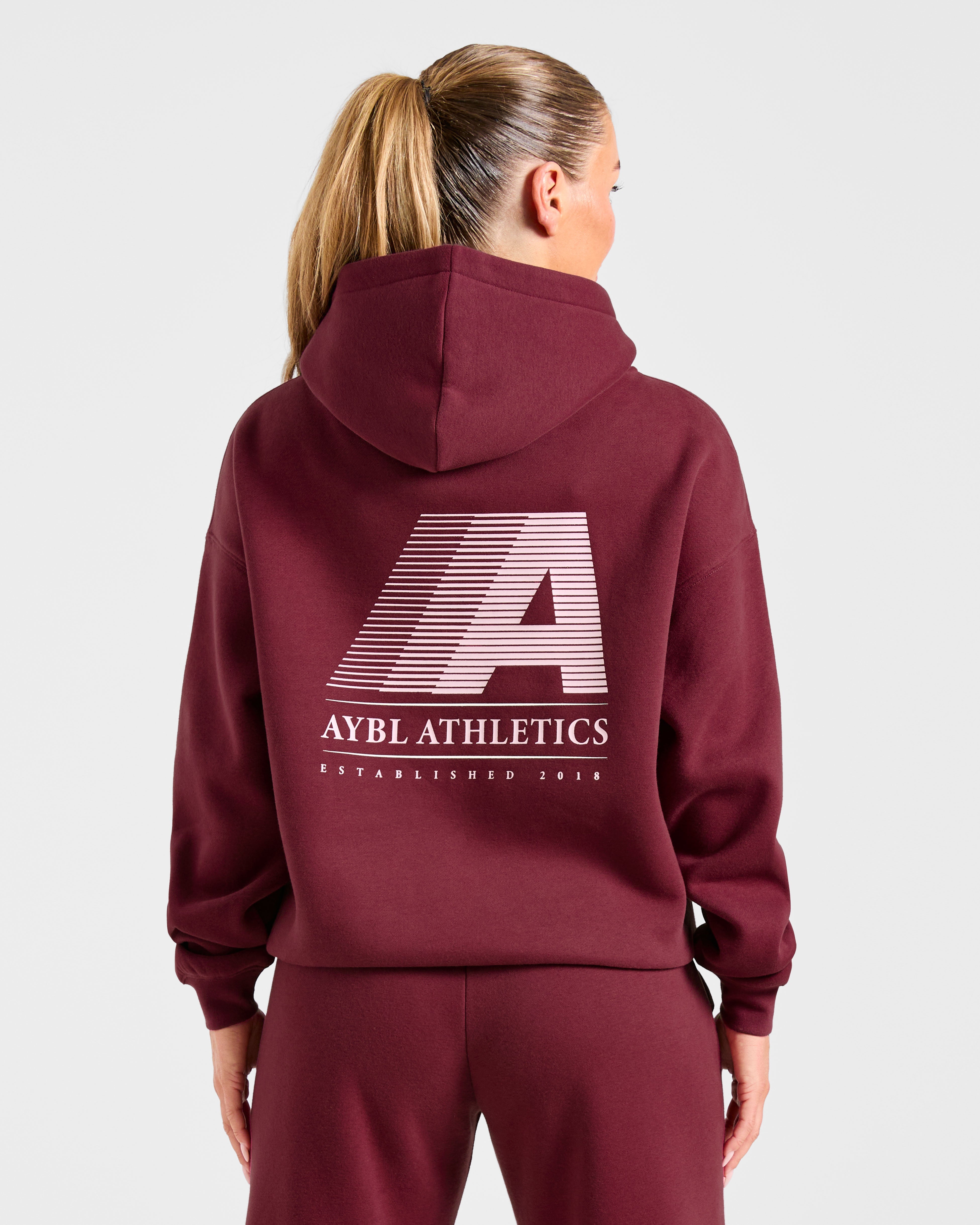 Retro Athletics Oversized Hoodie - Deep Raspberry/Rosa